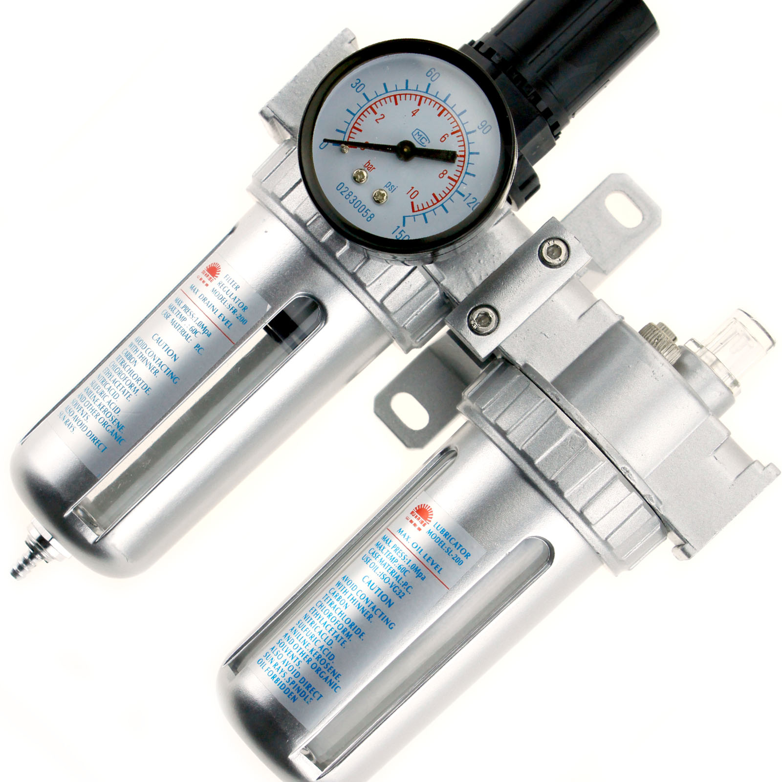 1/4" TWIN FILTER REGULATOR CONTROL WATER TRAP OILER LUBRICATOR AIR