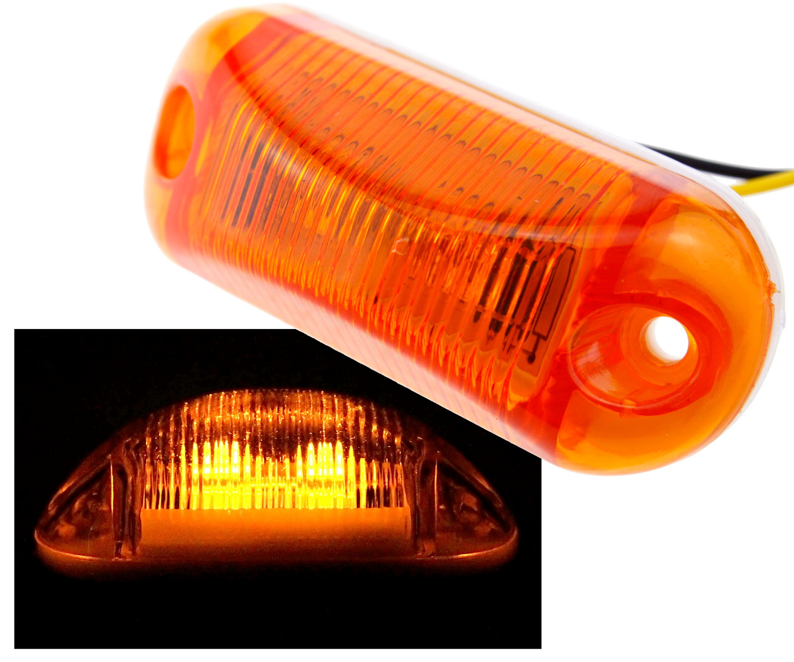 2 LED Front Side Marker Indicator Light Amber Lamp Car/Truck/Trailer
