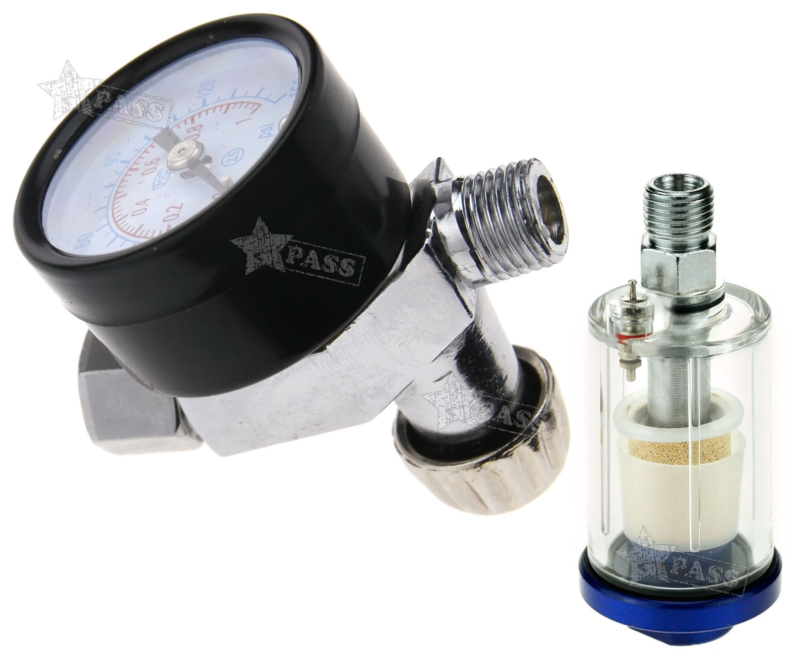 Air Pressure Regulator Gauge Spray Gun InLine Water Trap Filter Separator Set eBay