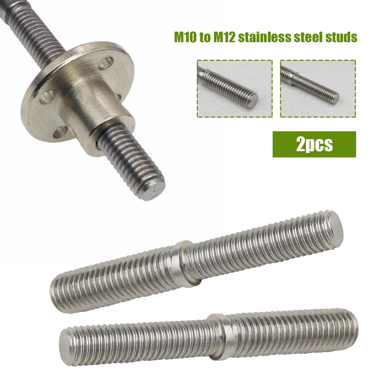 M6 to M8/M8 to M10/M10 to M12 Double End Threaded Stud Screw Bolt 2Pcs