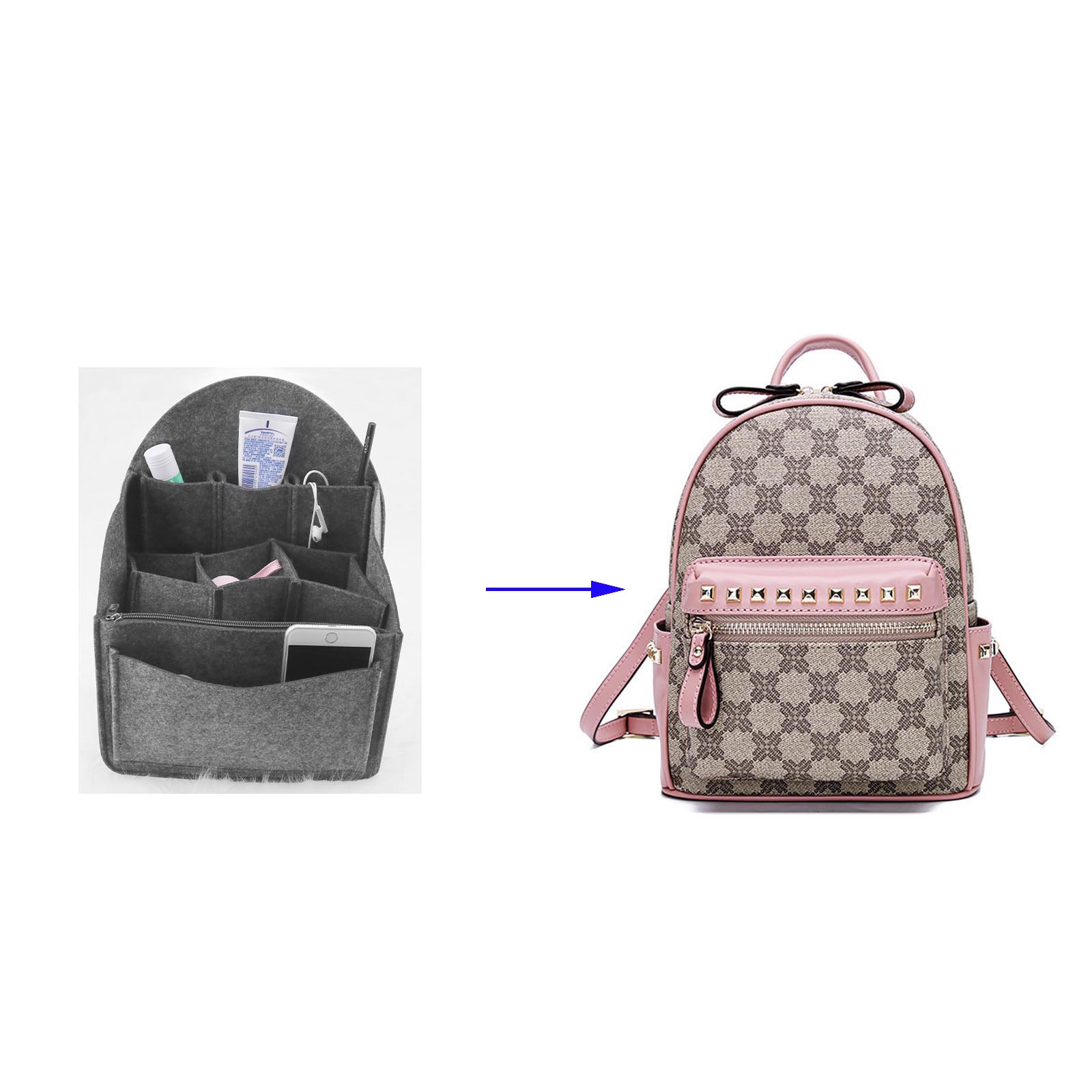 27x20x12cm/35x27x15cm Einfügen Rucksack Organizer Aufbewahrungstasche