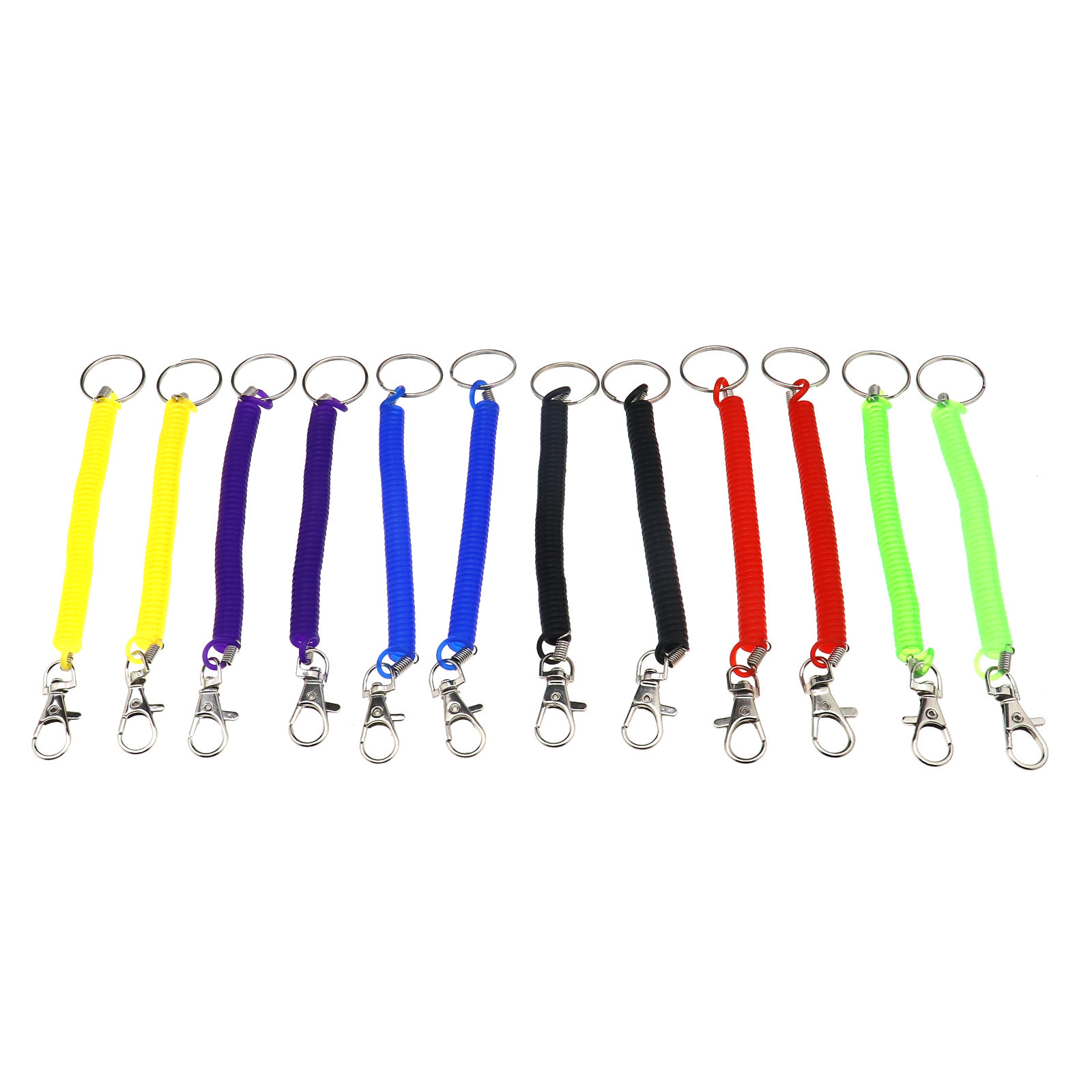 12X Retractable Plastic Spring Coil Spiral Stretch Key Ring Chain