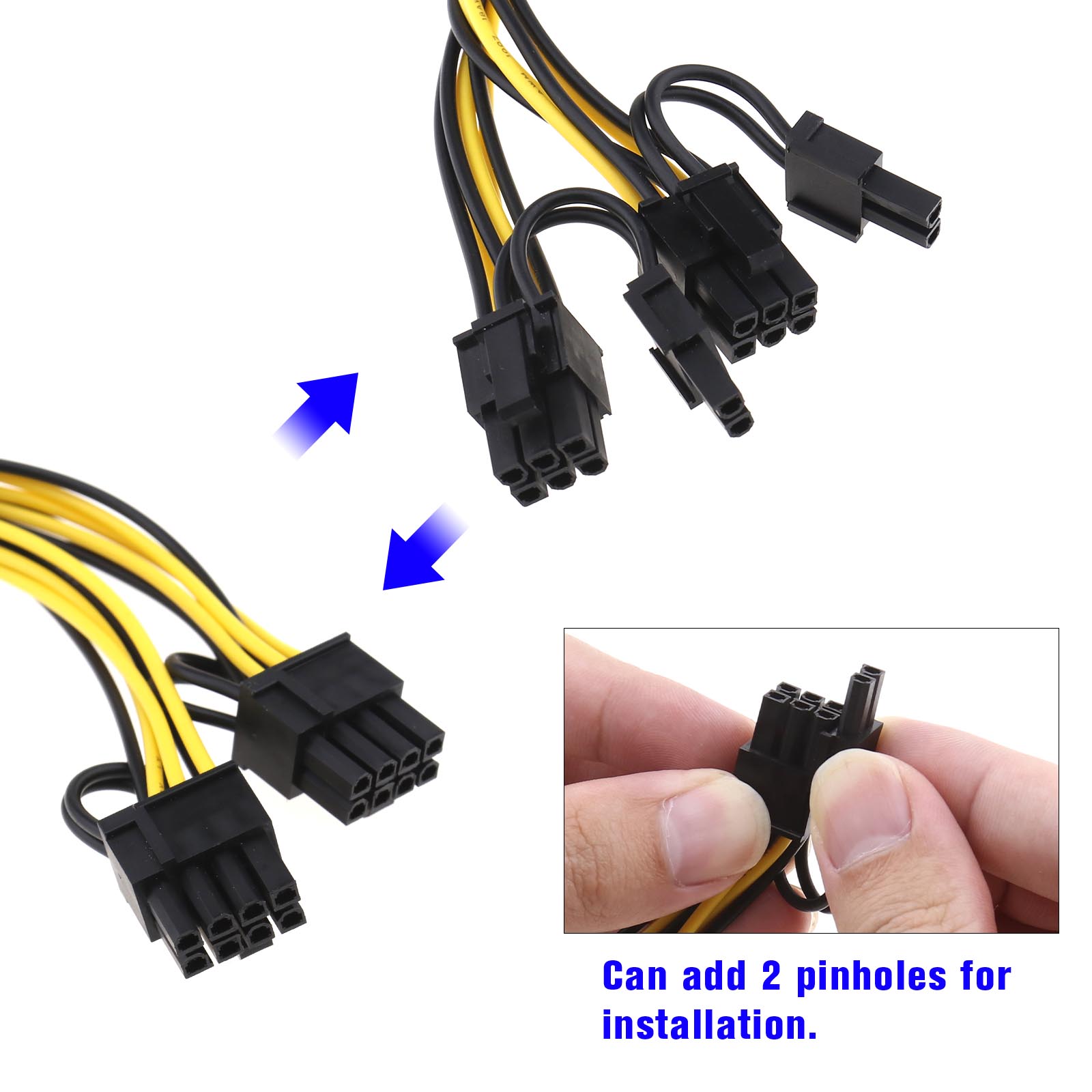 8pin Female to 2Way 6pin male PCIE VGA Power Cable for NVIDIA ATI