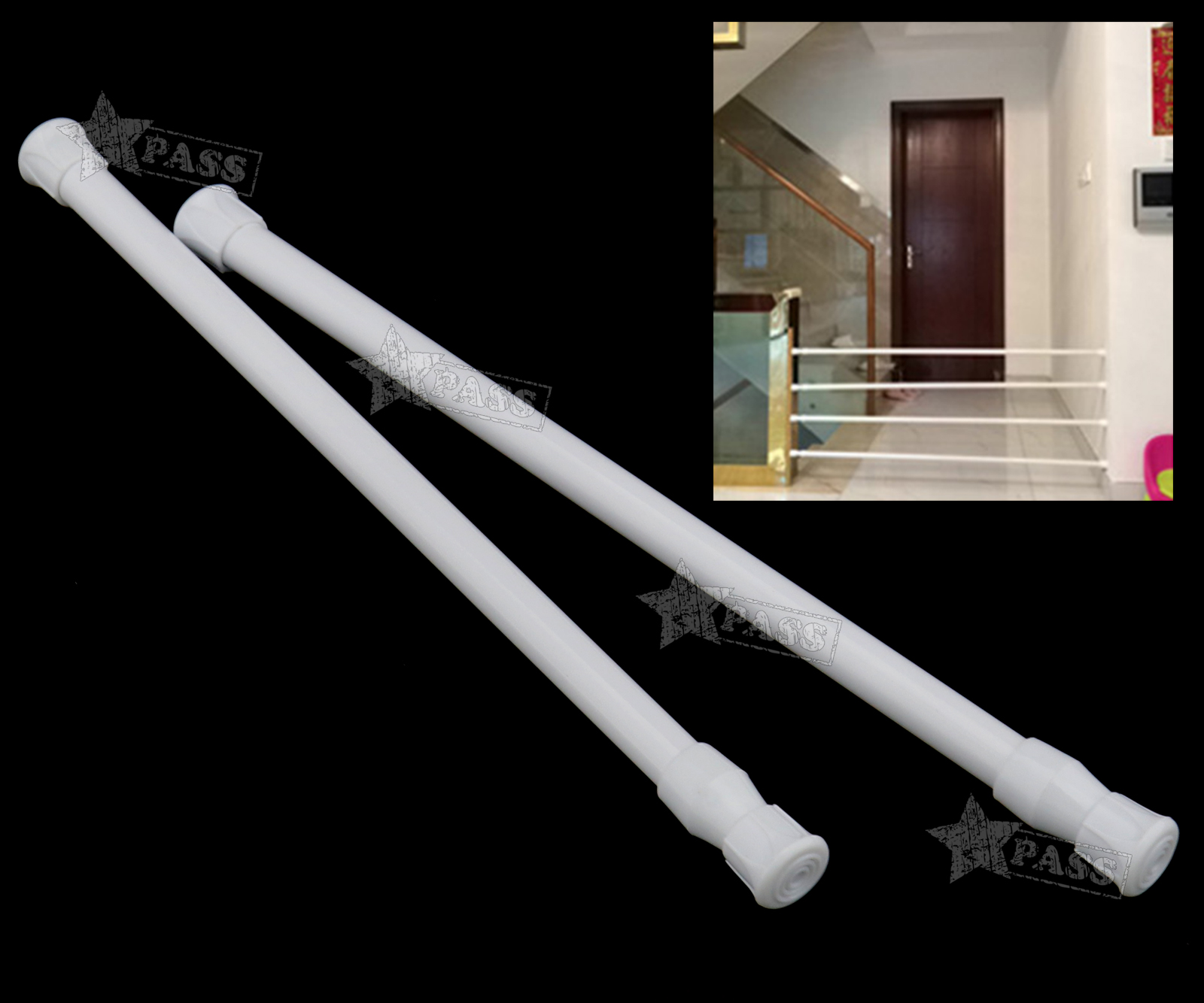 SPRING LOADED EXTENDABLE Telescopic Net Voile Tension Curtain Rail Pole