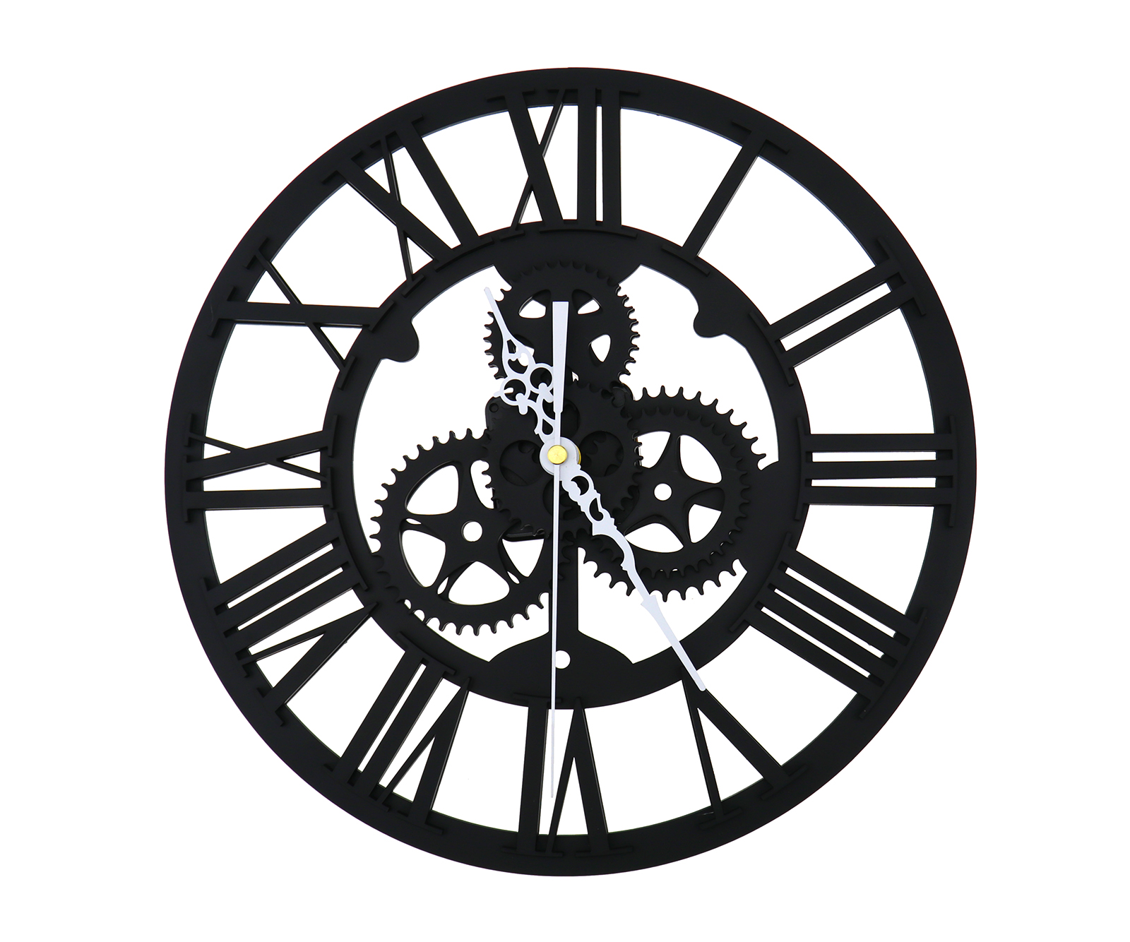 Large 30CM Black/Gold Wall Clock Vintage Steampunk Skeleton Modern Home