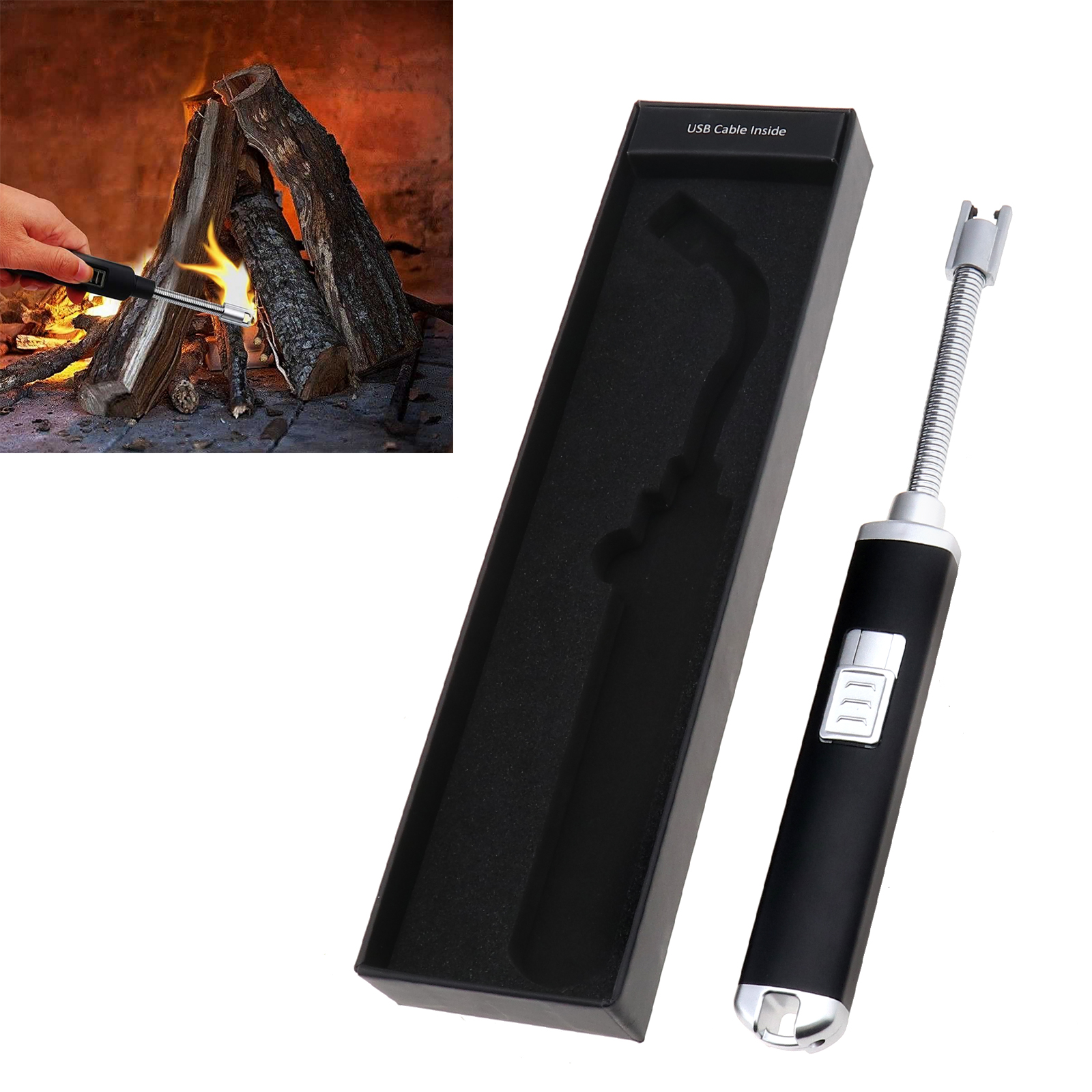 Stabfeuerzeug USB ARC Feuerzeug Grill Lichtbogen Kerzenanzünder Küche