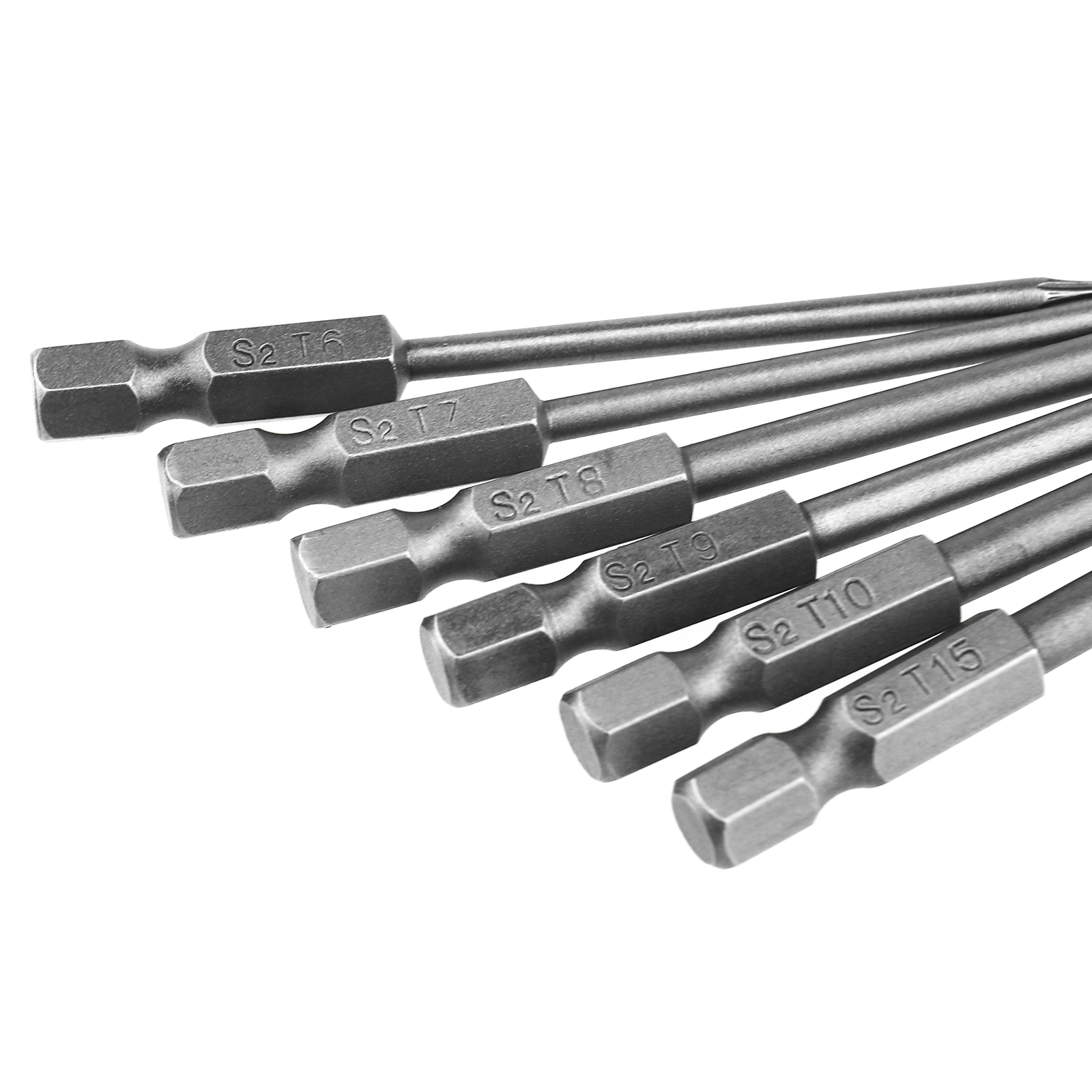 11x 75mm Long 1/4" Hex Shank T6T40 Torx Screwdriver Bits Set High S2