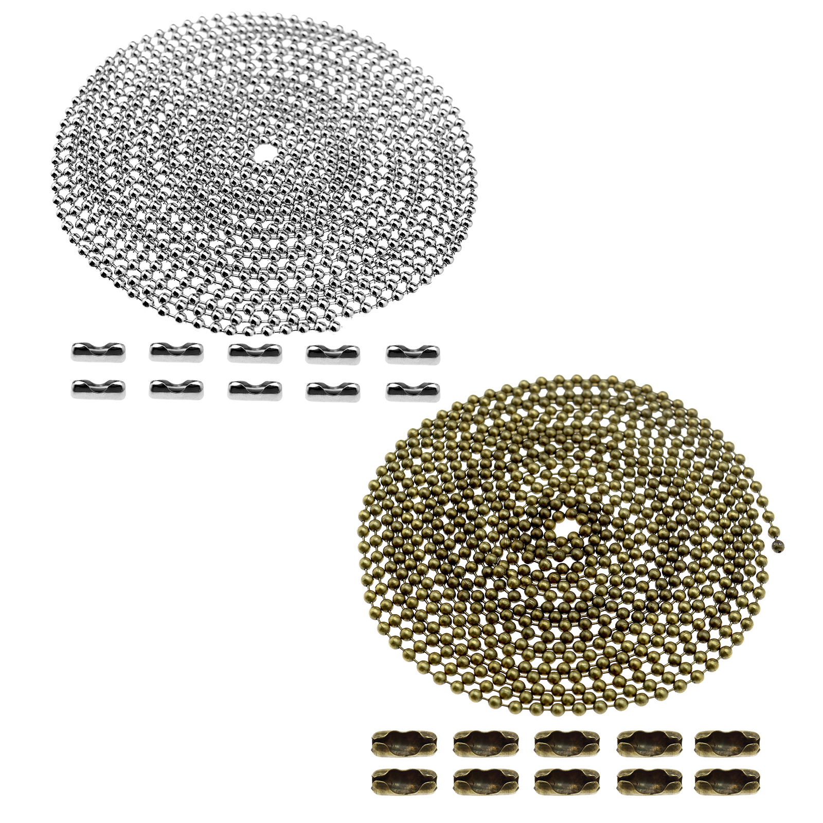 11x Silber Bronze Metallkette Kugelkette Metall 3m