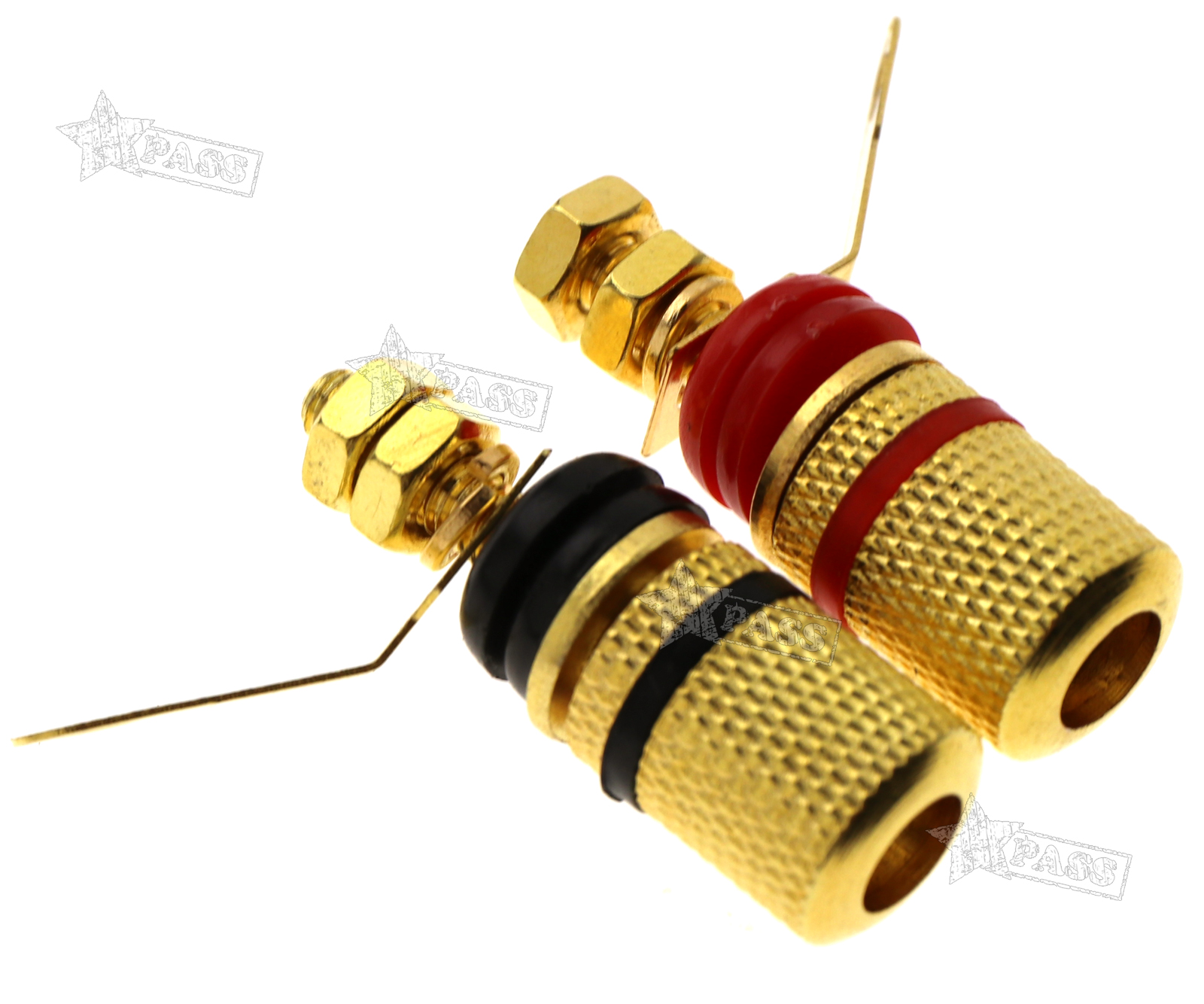 8Pc Gold Plated Speaker Spade Terminal Binding Post Banana Plug Socket