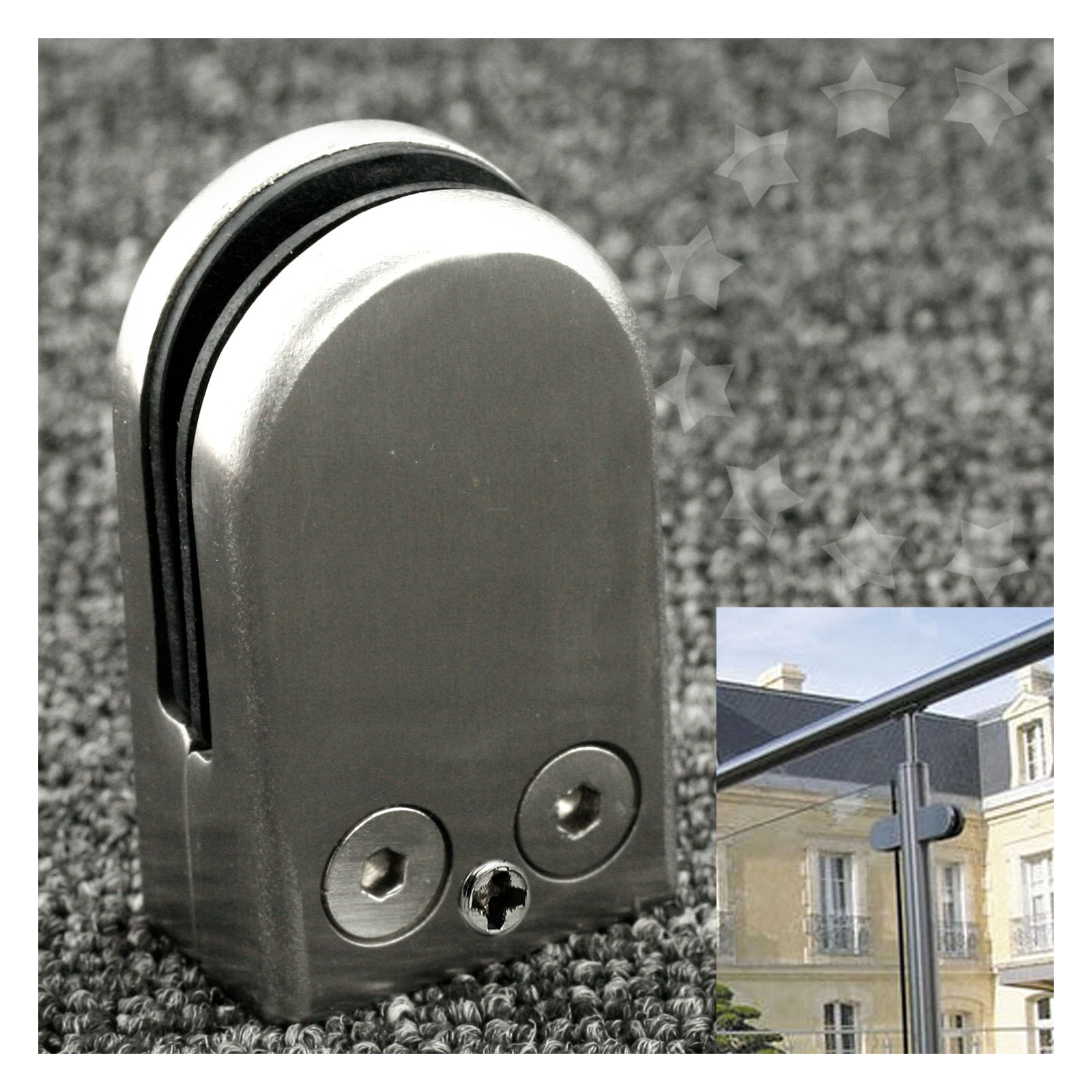 Heavy Duty Chrome Glass Clamp Holder for Balustrade Handrail Window Brackets