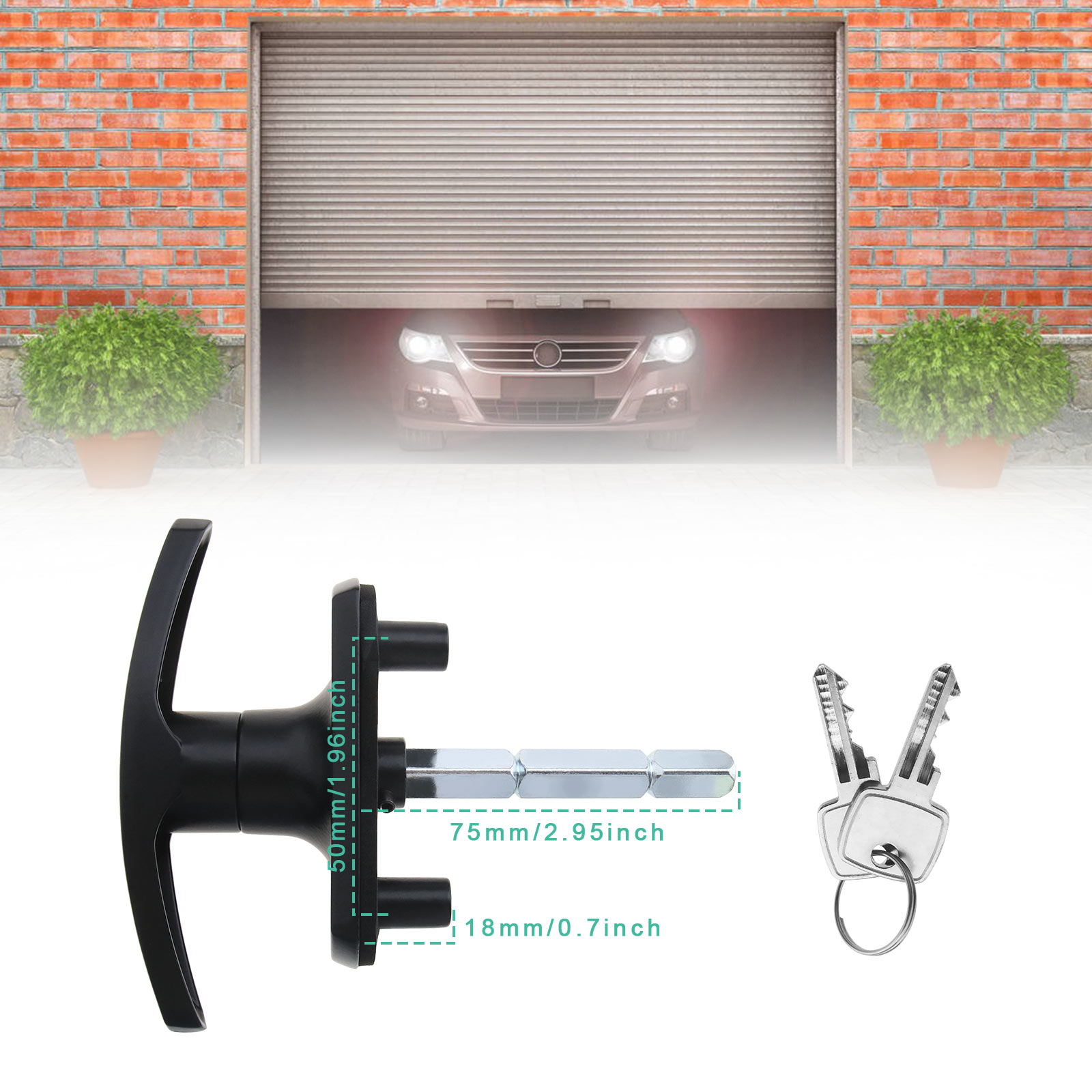 Garagentorschloß Türschloss T Griff Schlüssel Garagentorgriff Torgriff