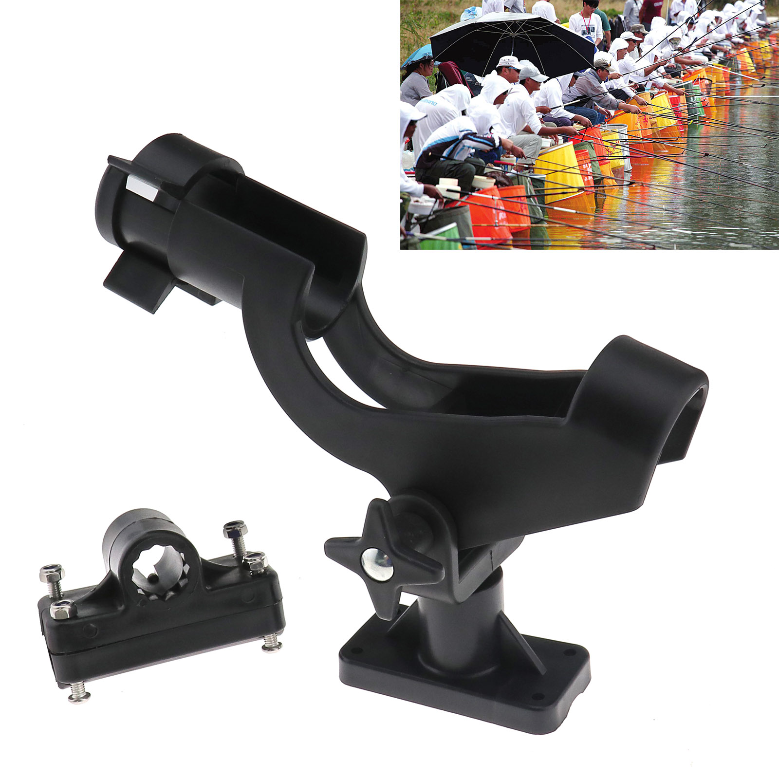 2x Universal Adjustable 360 Degree Kayak Boat Fishing Rod Holder Kits