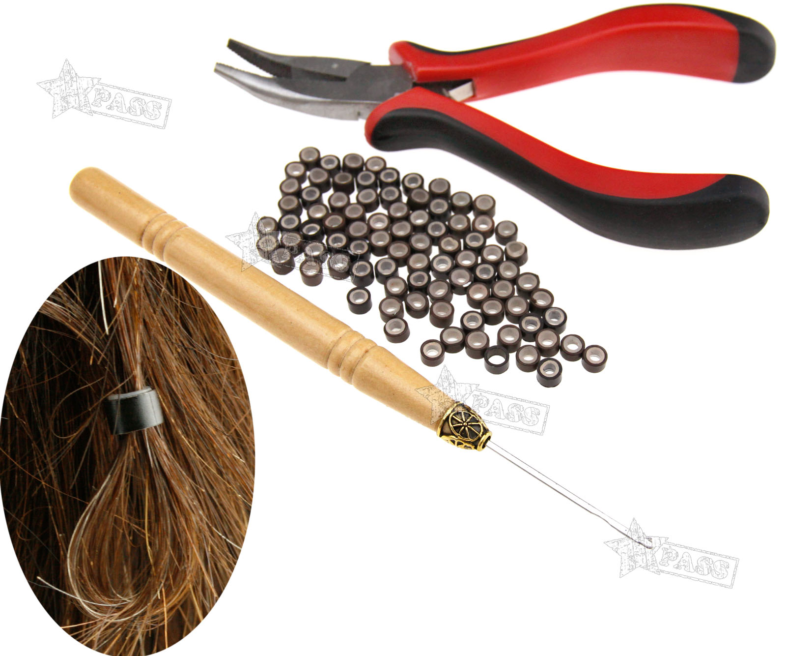 New Hair Extension Tool Kit Feather Pliers Pulling Needle Silicone