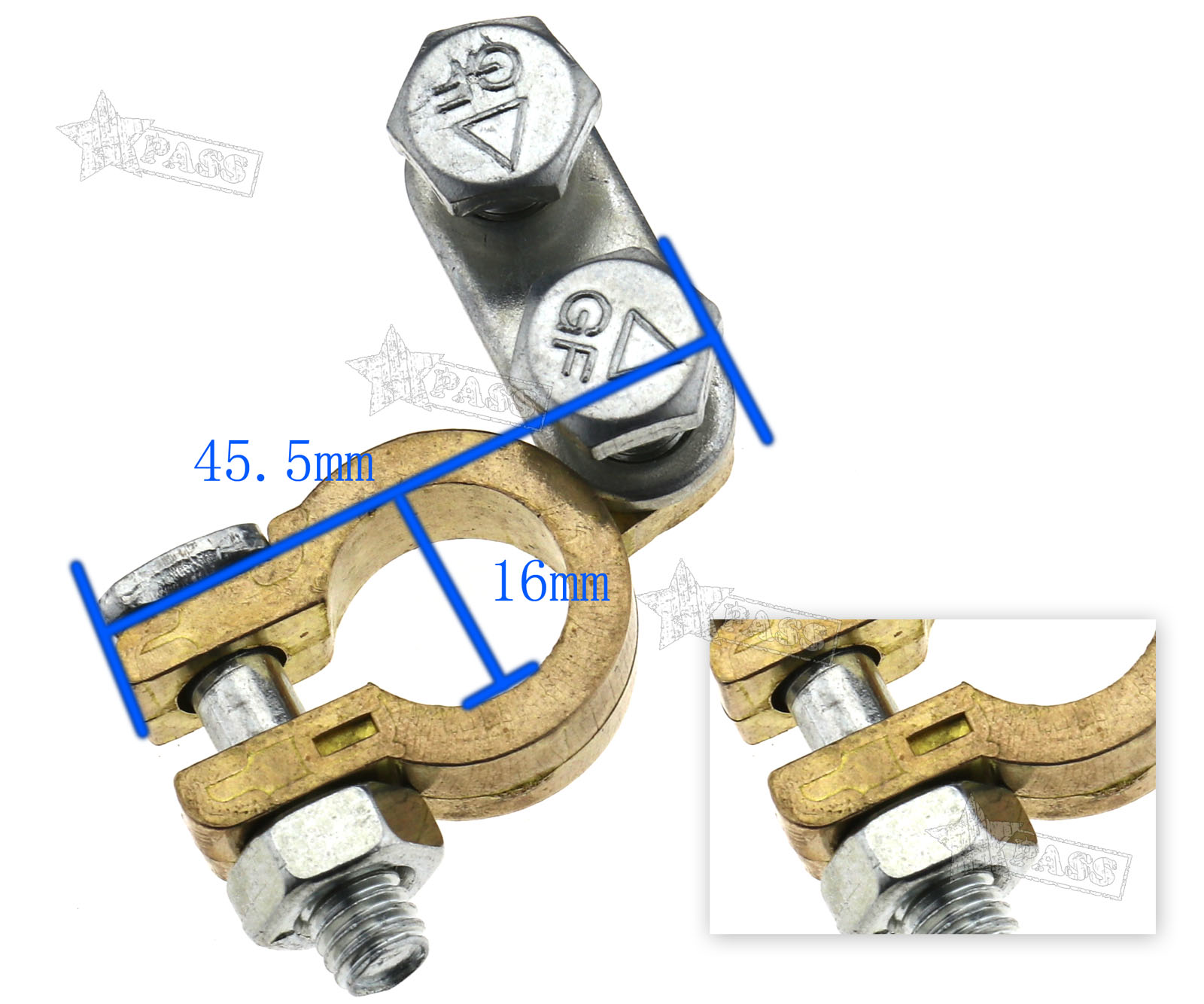 PAIR POSITIVE NEGATIVE Screw Brass Battery Terminal Clip Connector