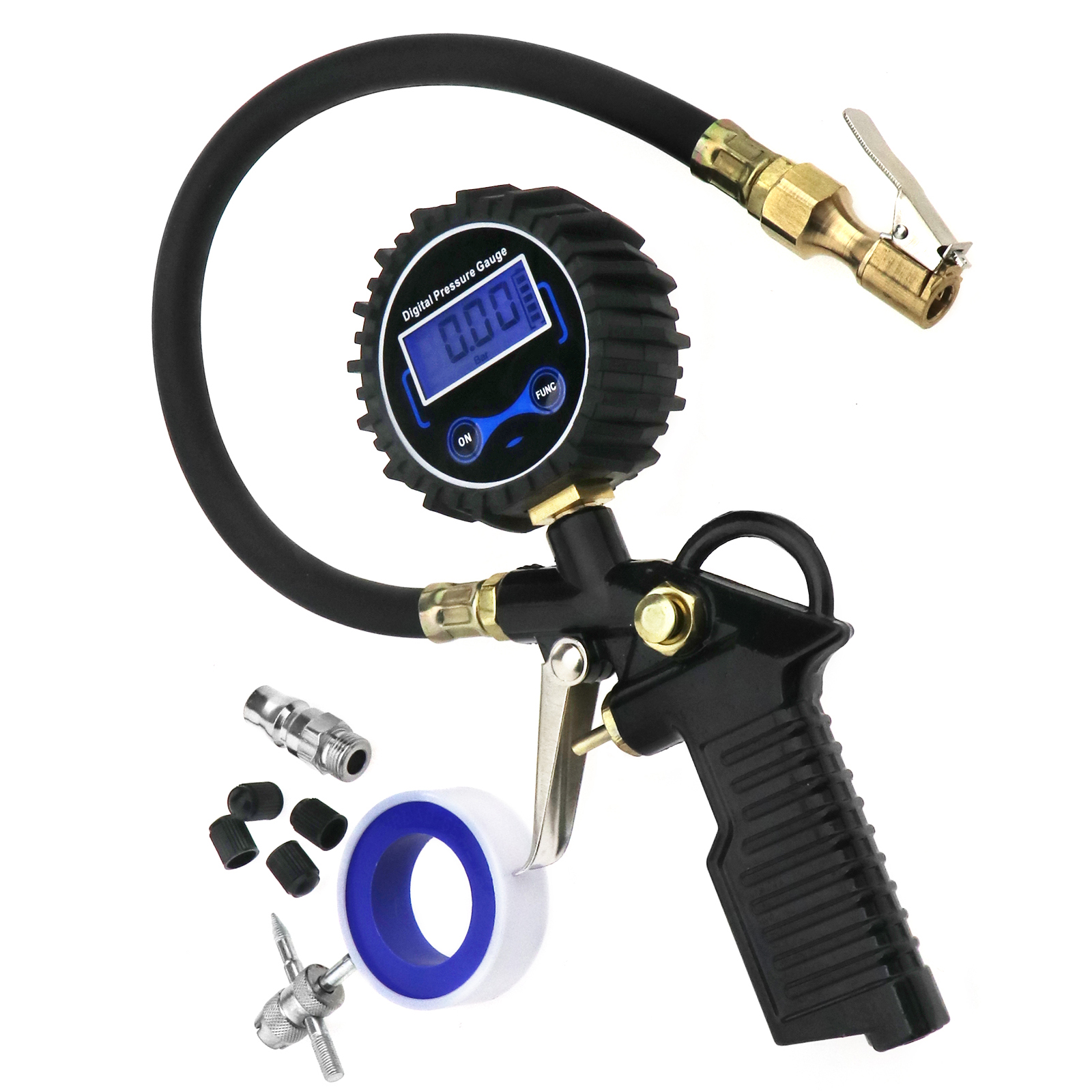 Professional Digital Tire Inflator with Gauge Pressure Test Valve Core