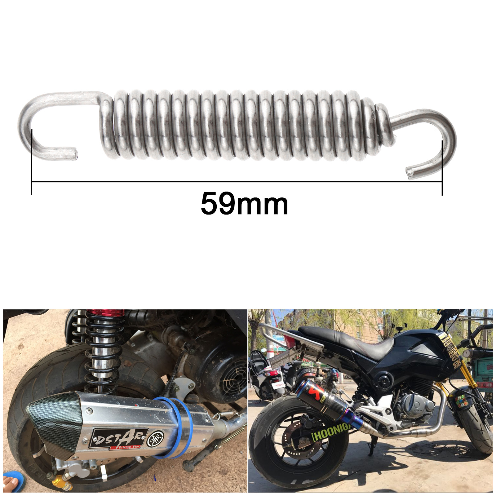 2x UNIVERSAL EXHAUST SPRING STAINLESS STEEL 50MM 70MM MOTORCYCLE MOTORBIKE PIPE