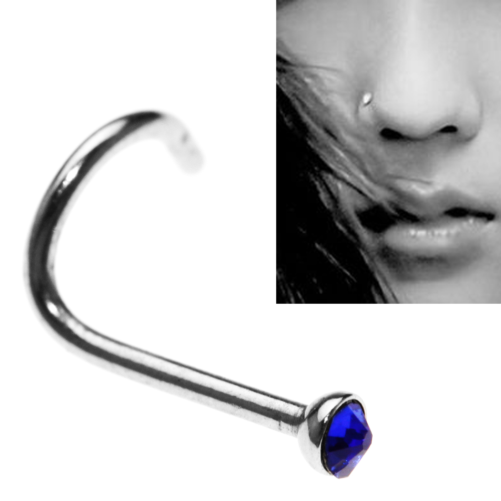 20x Mix Colour Surgical Steel Piercing Nose Ring Tiny Twist Screw Stud