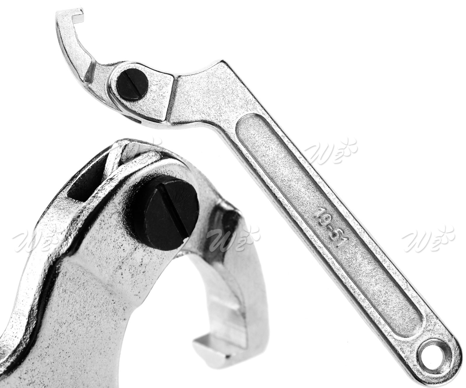 Adjustable C Spanner Wrench - Chrome Vanadium Hook Tool For Nuts (1-1/4" To 3")