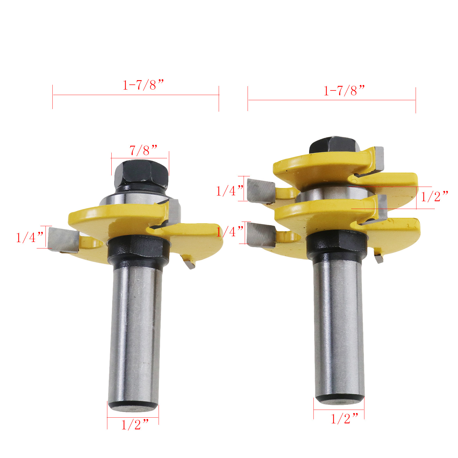Matched Tongue and Groove Router Bit Set Up to 3/4 Inch Stock 1/2