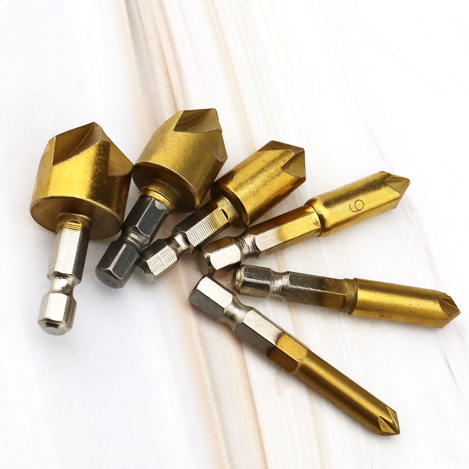 6x 619mm 5 Flutes 90° Countersink Drill Bits Kits For Industry