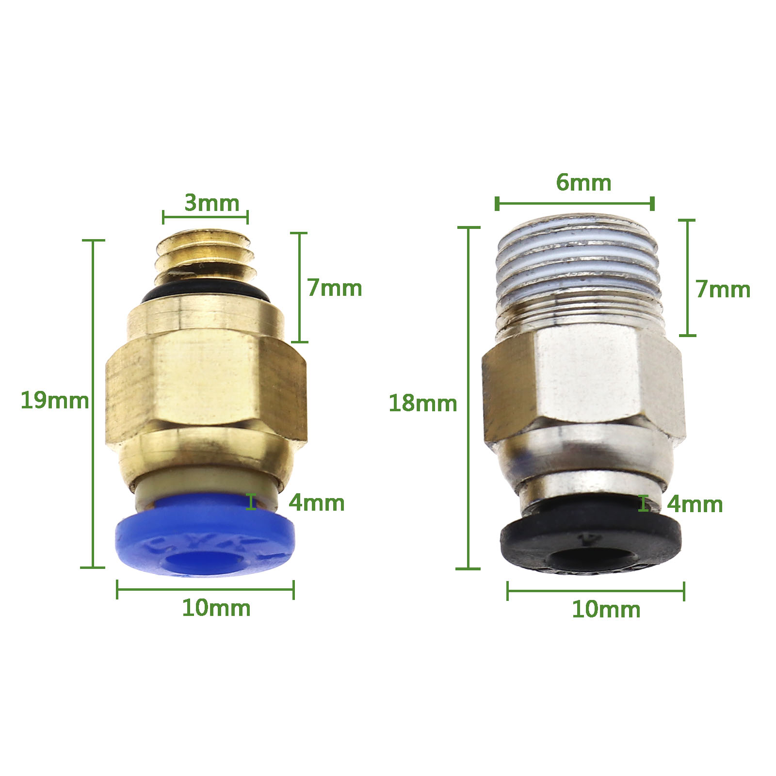 20x PC4M10 Straight Pneumatic Fitting Push to Connect & PC4M6 Quick