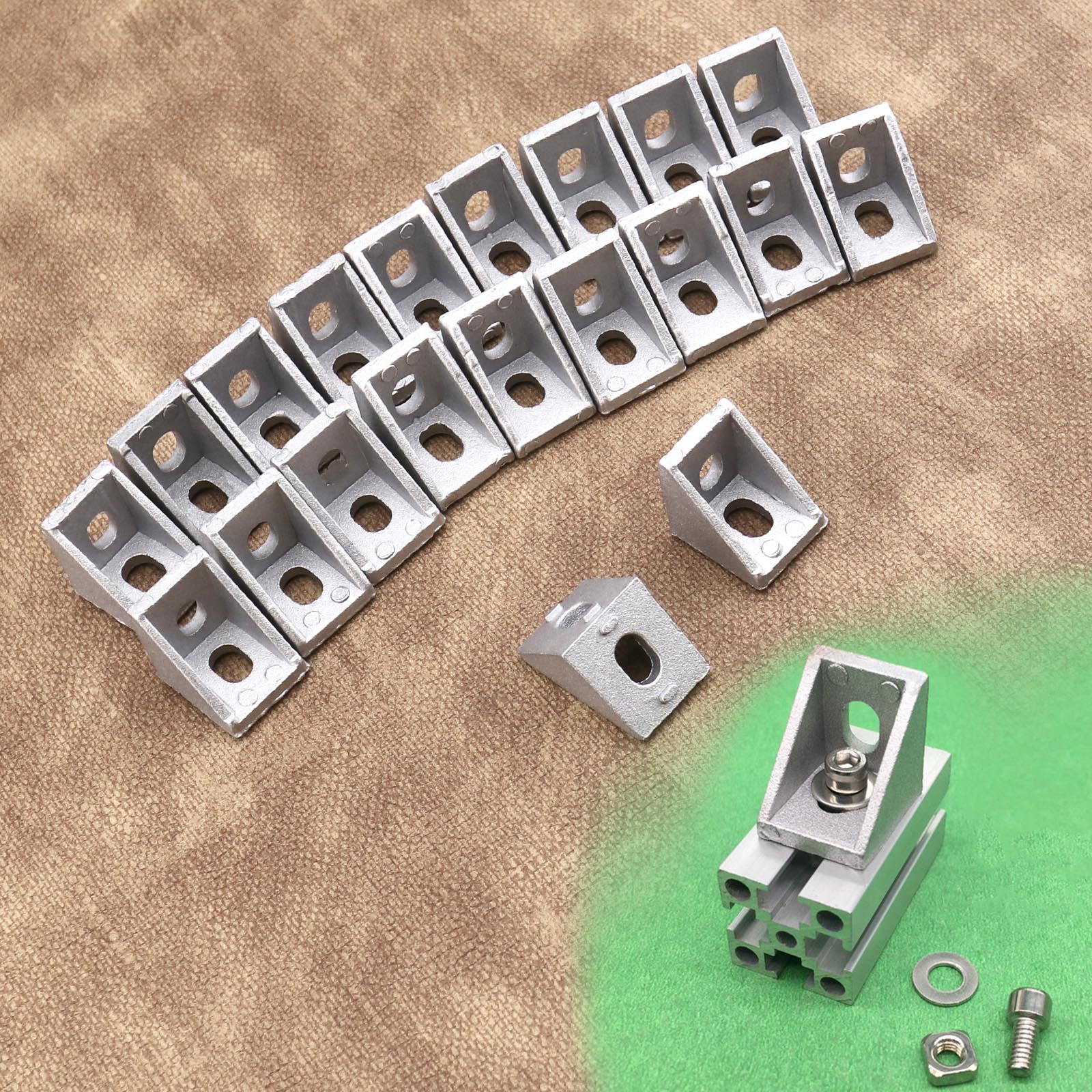 20pcs Aluminum Tslot Corner Bracket Profile Corner with 6mm Holes for