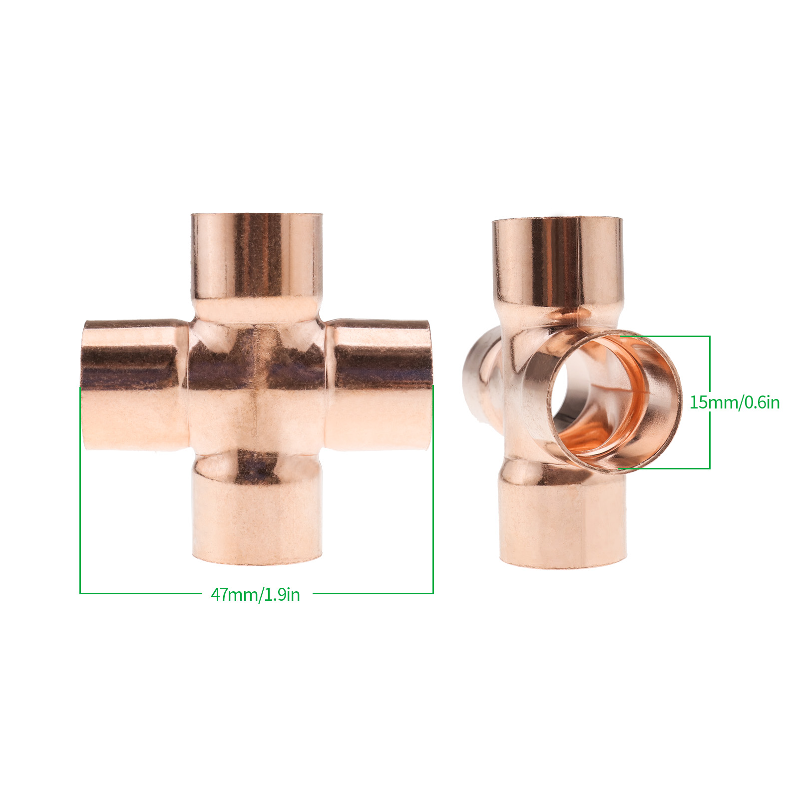 5pcs 15mm 4Way Copper Fitting for Air Conditioning Pipe Connection eBay