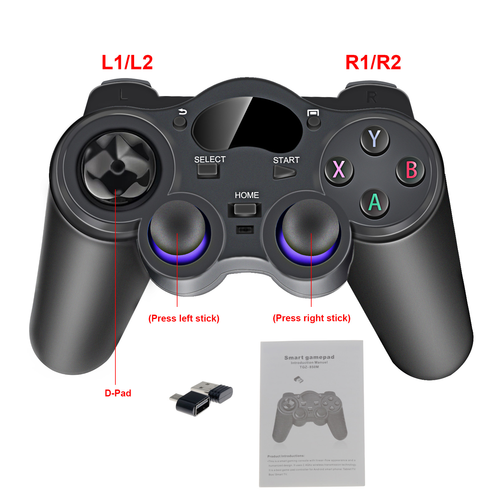 2PCS 2.4GHz Wireless Joystick Stick Game Controller For Android TV Box