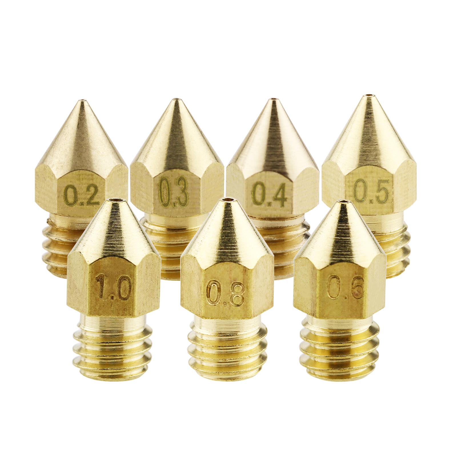 0.2~1.0mm 19Pcs 3D Printer Extruder Copper Brass Nozzle Print Head For Mk8 CR-10