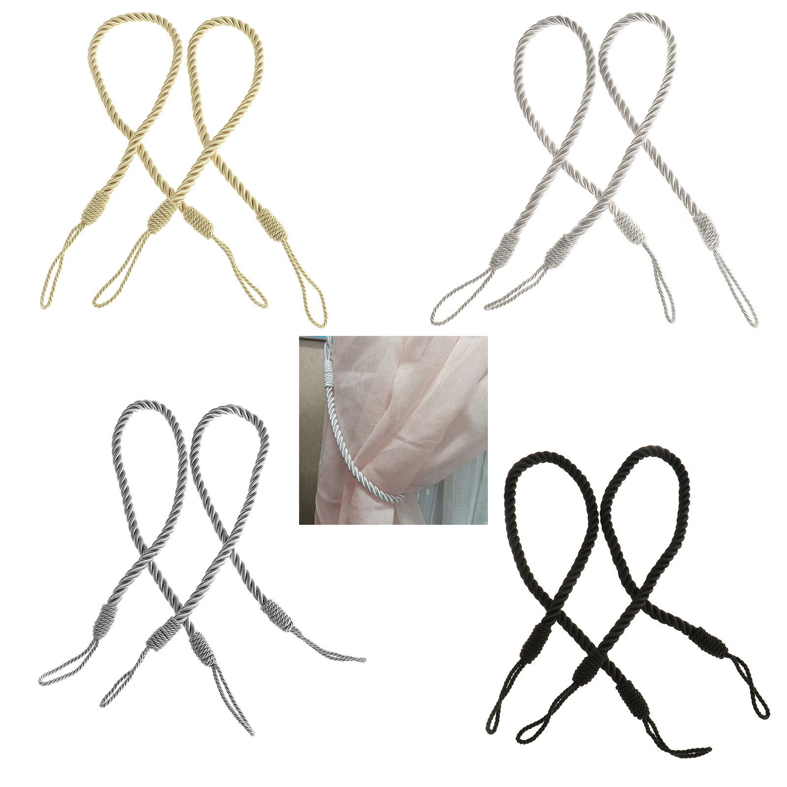 2pcs Gardinen Raffhalter Seilhalter Vorhang Deko Kordel
