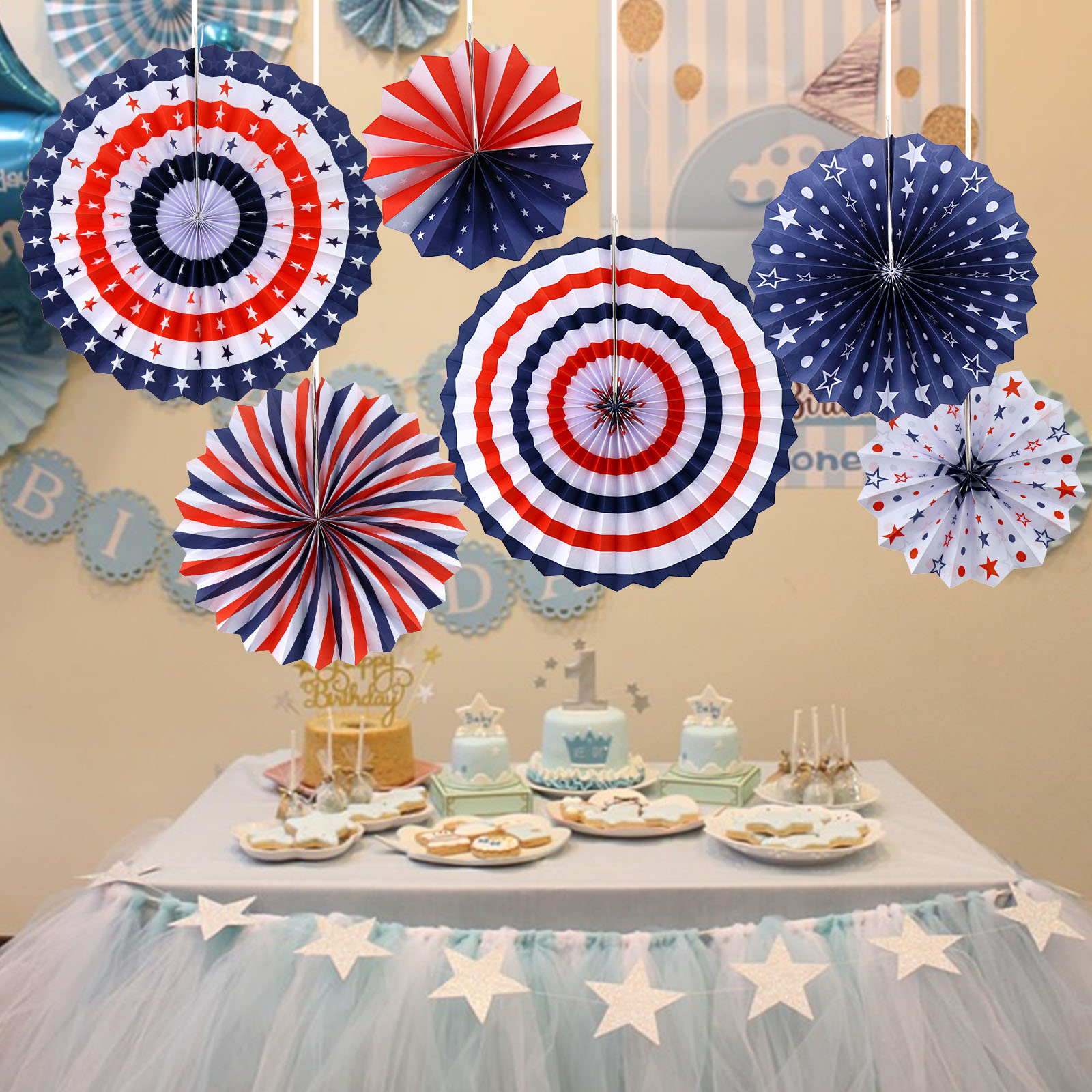 6x Fashion Patriotic Decor For Presidents Day Independence Day And
