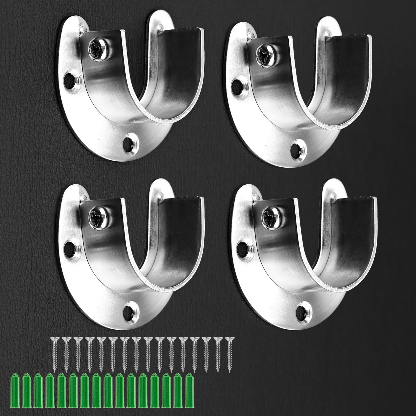 4 Pcs Heavy Duty Stainless Steel Closet Rod End Flange Pole Socket