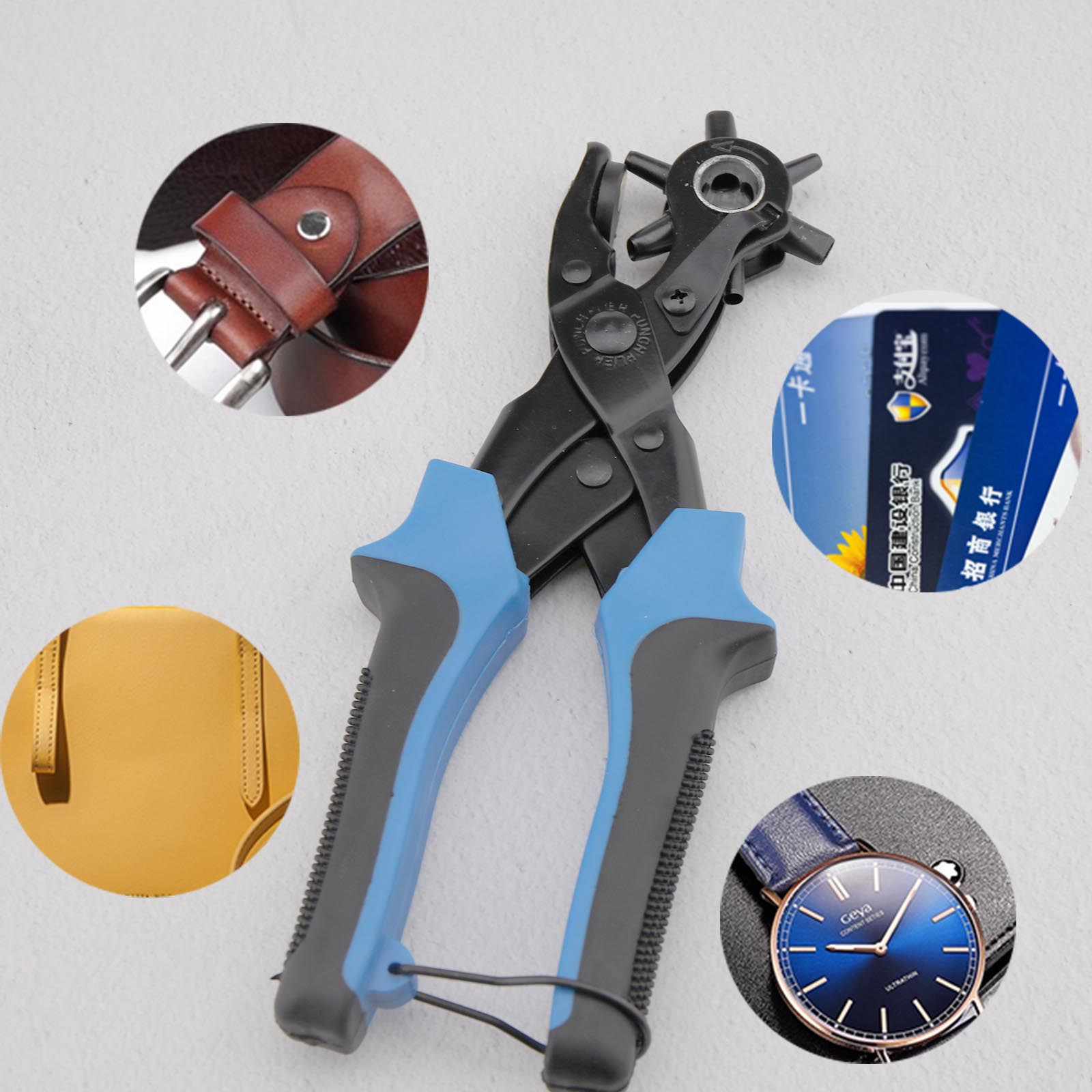 9pcs Leather Hole Puncher Kit for Belt Strap Shoe Fabric Paper Eyelet