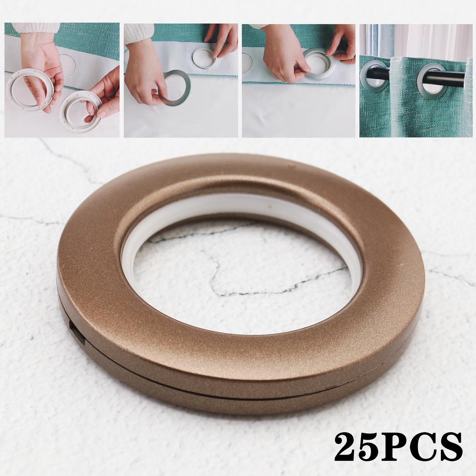 25x Plastic Round Eyelet Curtain Rings Clip Grommet Blind Drapery