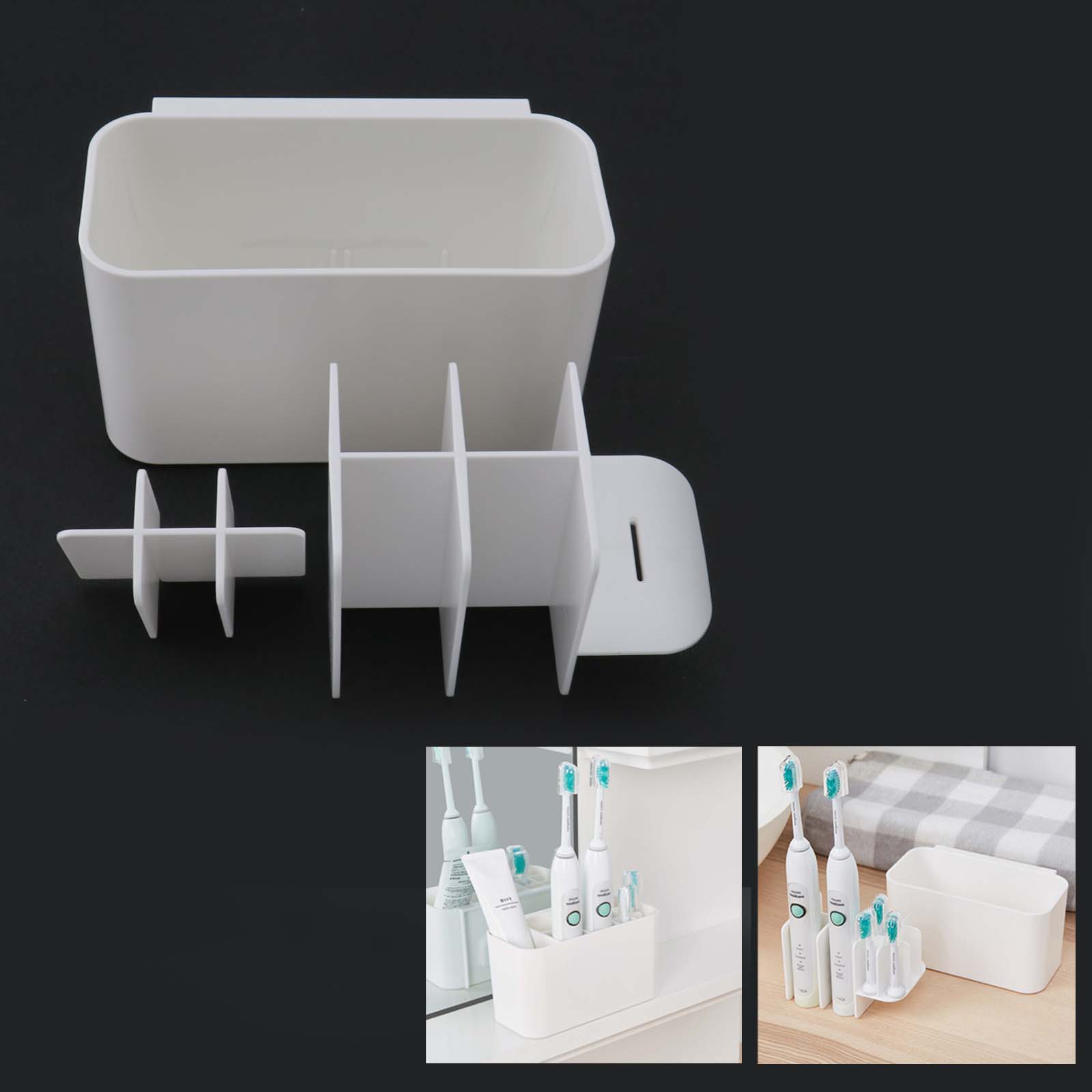 Metal Toothbrush Holder Bathroom Stand Wall Mount Toothpaste Container Durable