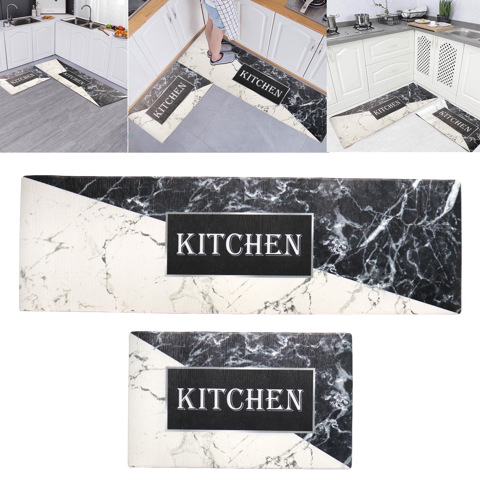 2x Teppiche Bodenmatte Küche Küchen Matten Marmorierung Wasserdichte