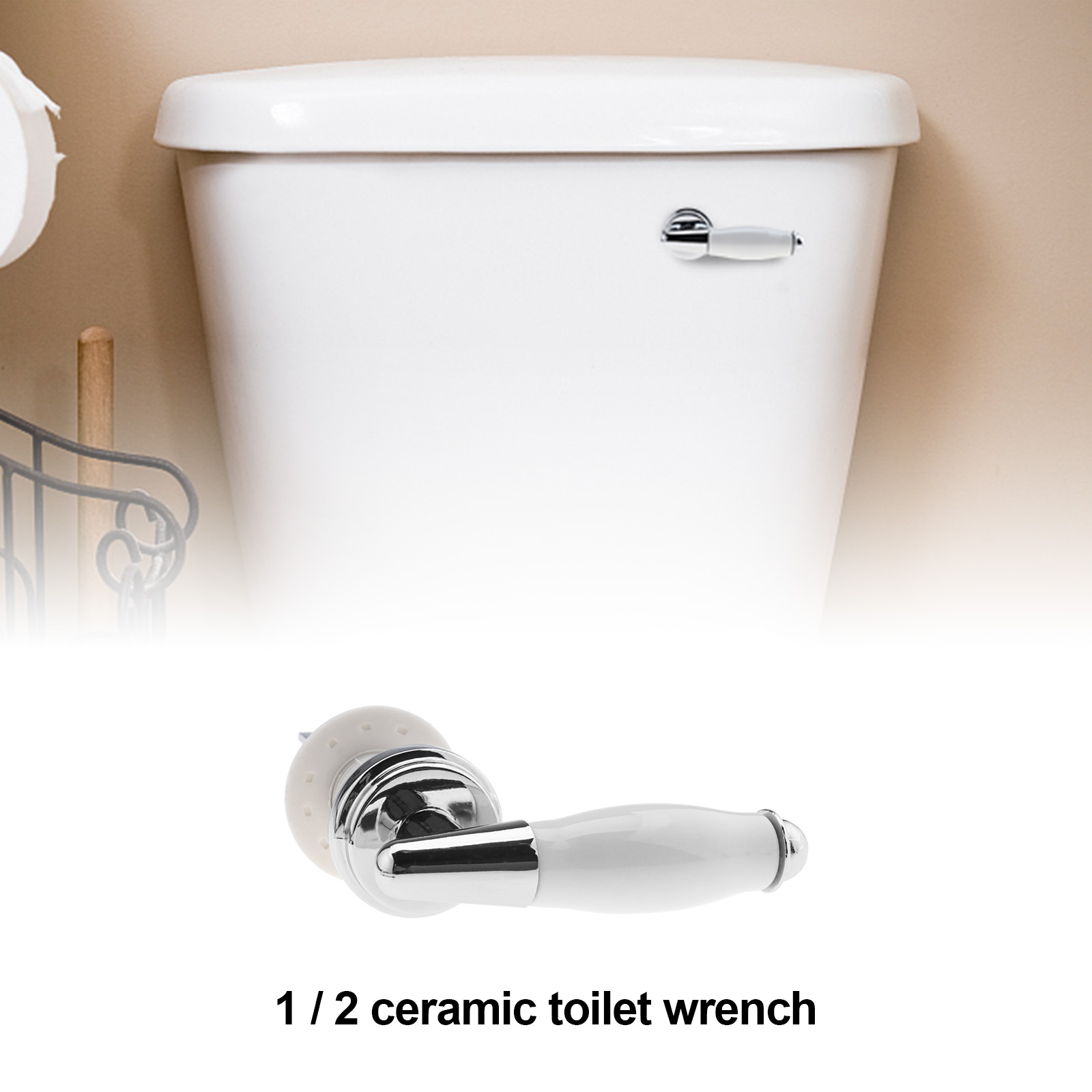 3/8 Toilet Cistern Lever Handle Chrome Plated Zinc Alloy Ceramic