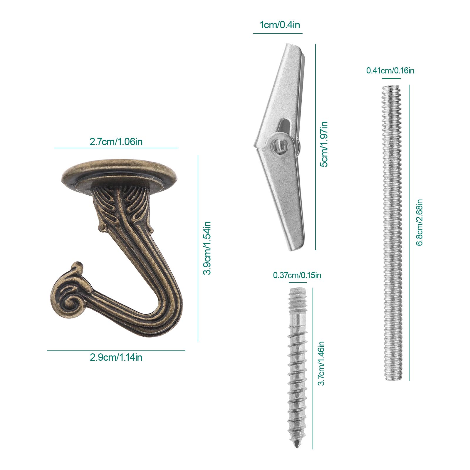 8PCS Heavy Duty Swag Hooks Hanging Ceiling Hooks Bronze Set with Spring