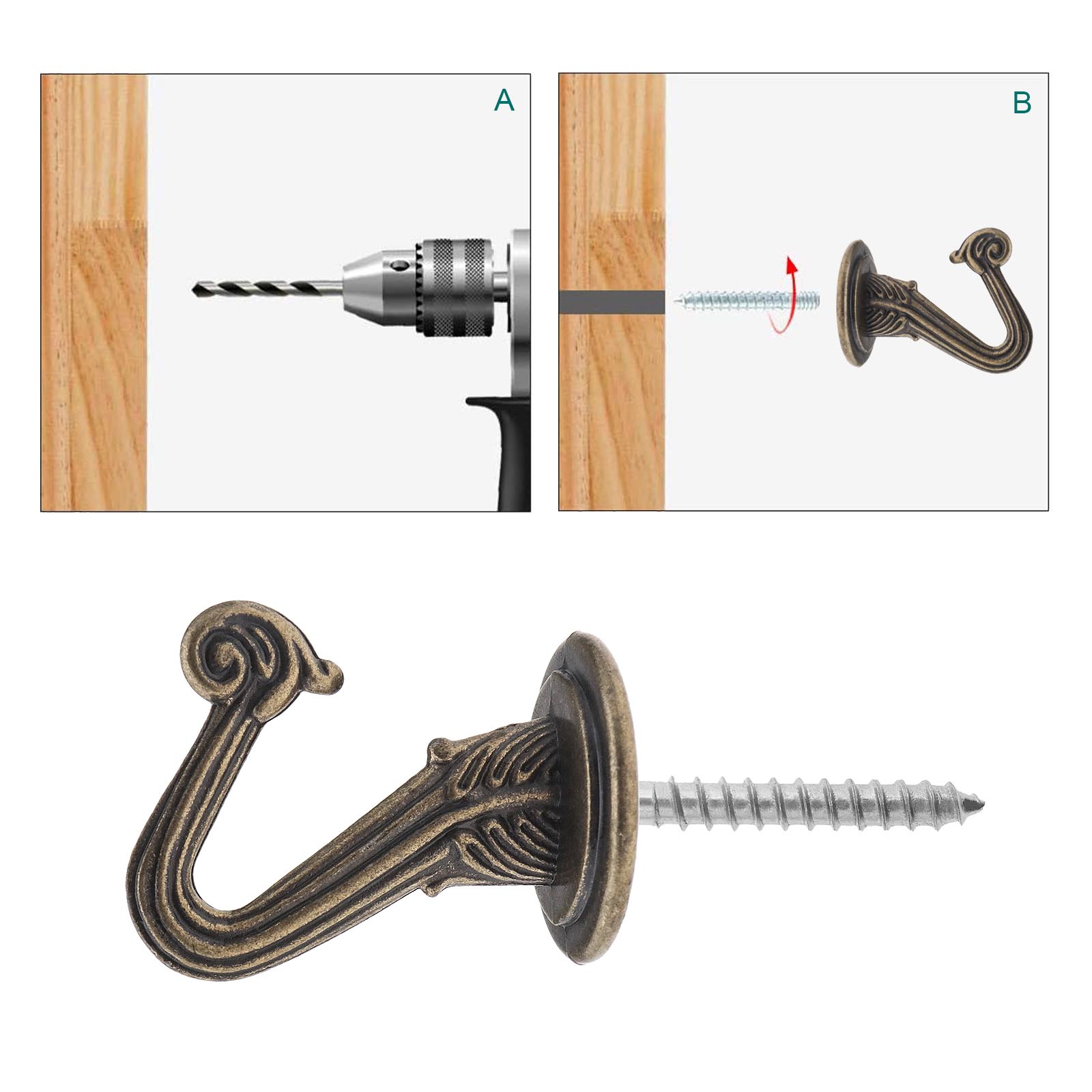 8PCS Heavy Duty Swag Hooks Hanging Ceiling Hooks Bronze Set with Spring