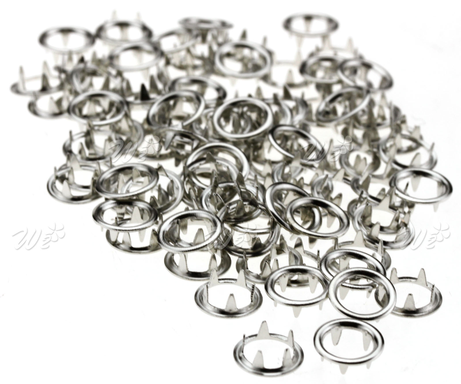 110x 9.5mm Press Studs Sewing Craft Fasteners Popper Prong Ring Hollow