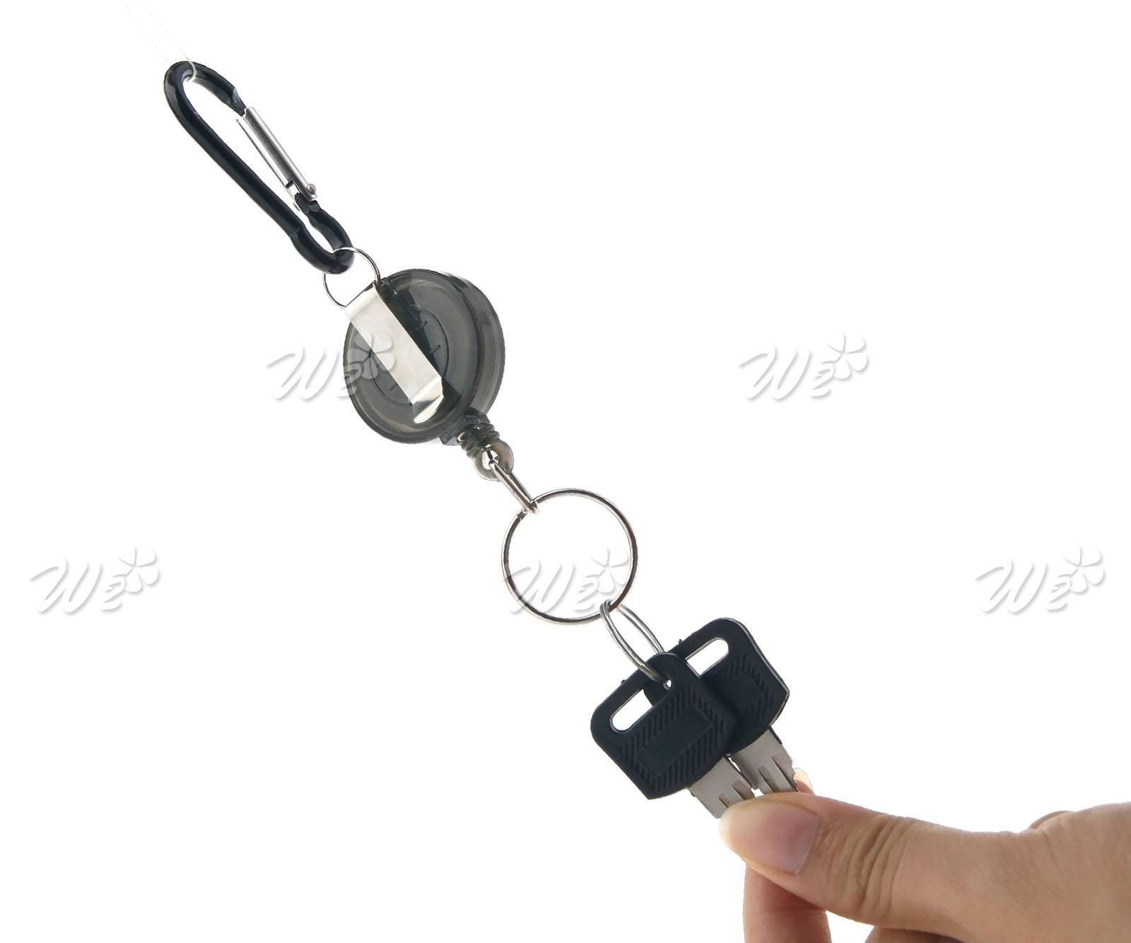 Retractable Keyring Retracting Key Ring with Waist Belt Clip Black