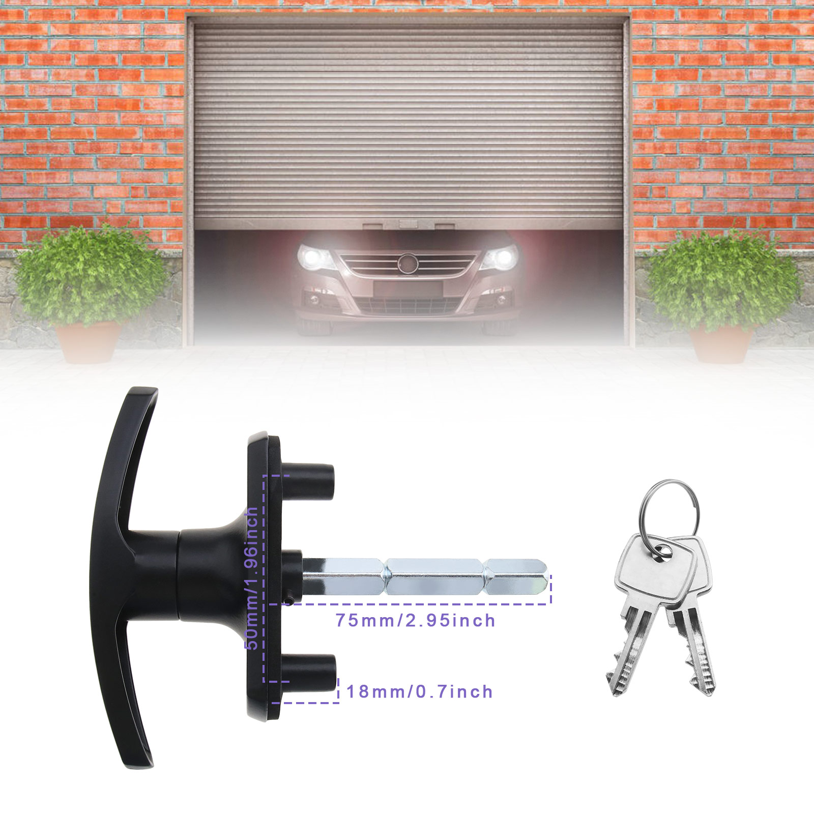 NEU Garagentorschloß Türschloss T Griff Schlüssel Garagentorgriff