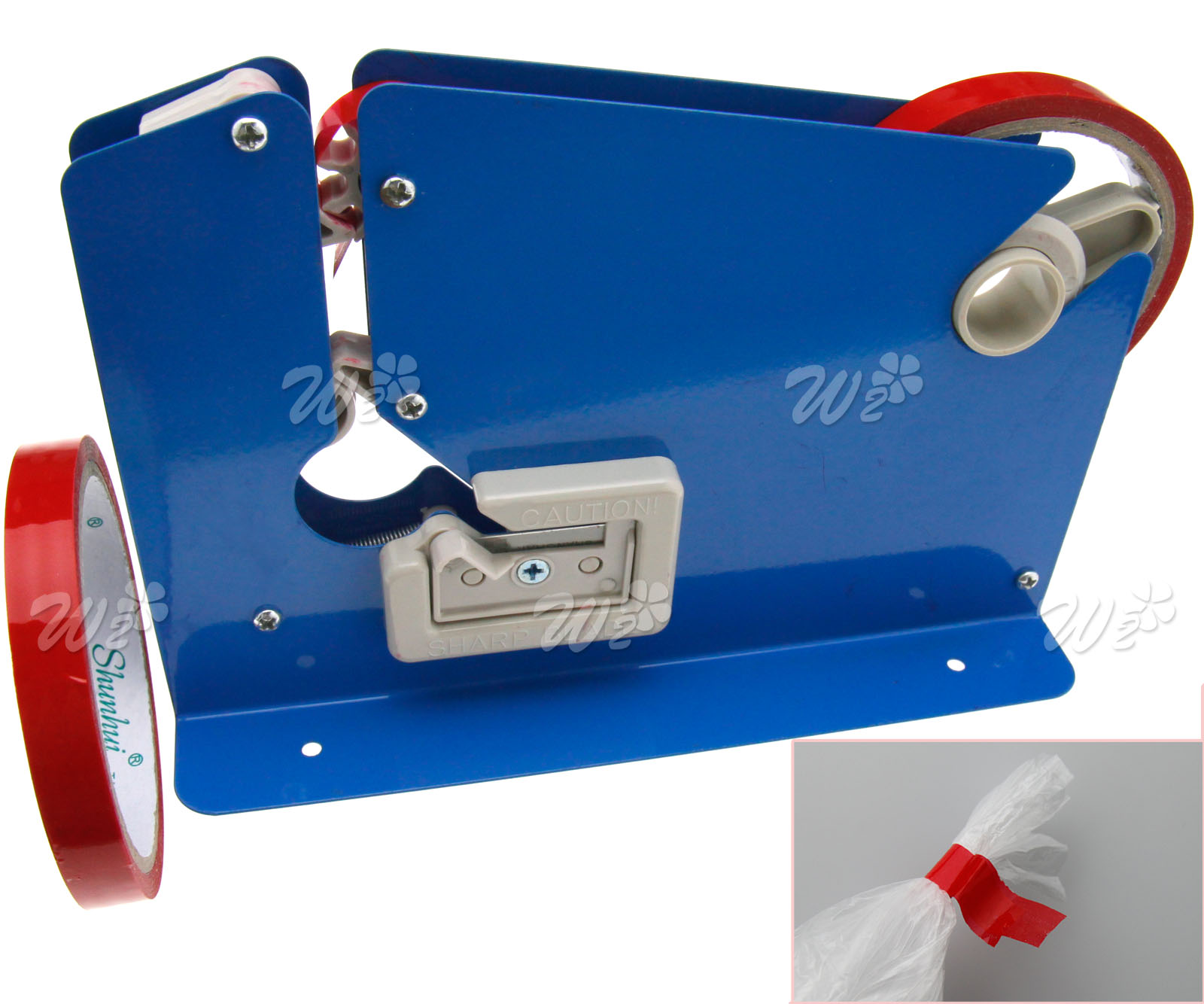 New Metal Blue Colours Plastic Bag Neck Sealer Trimming Blade with 2 Rolls Tape eBay