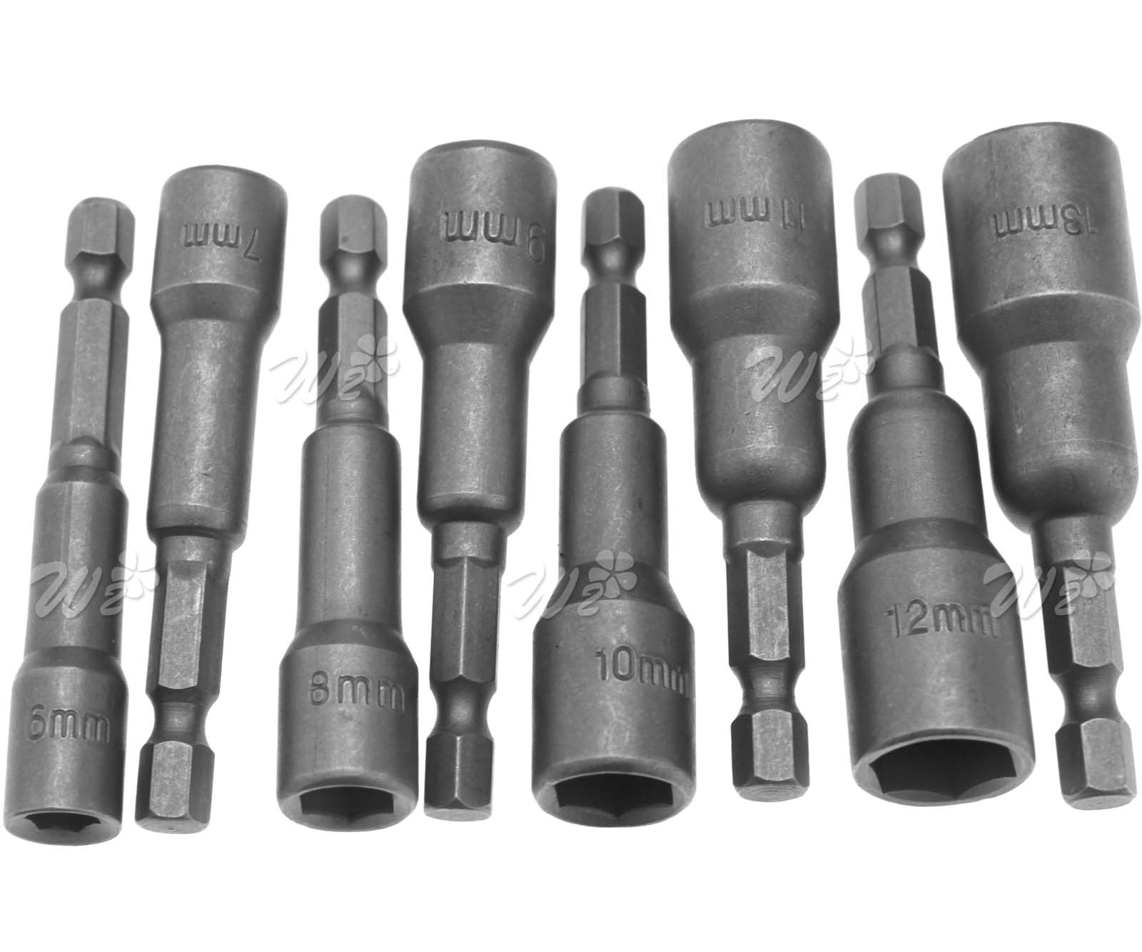 Professional Hex Nut Drill Bits Socket 1/4" Metric Driver Set