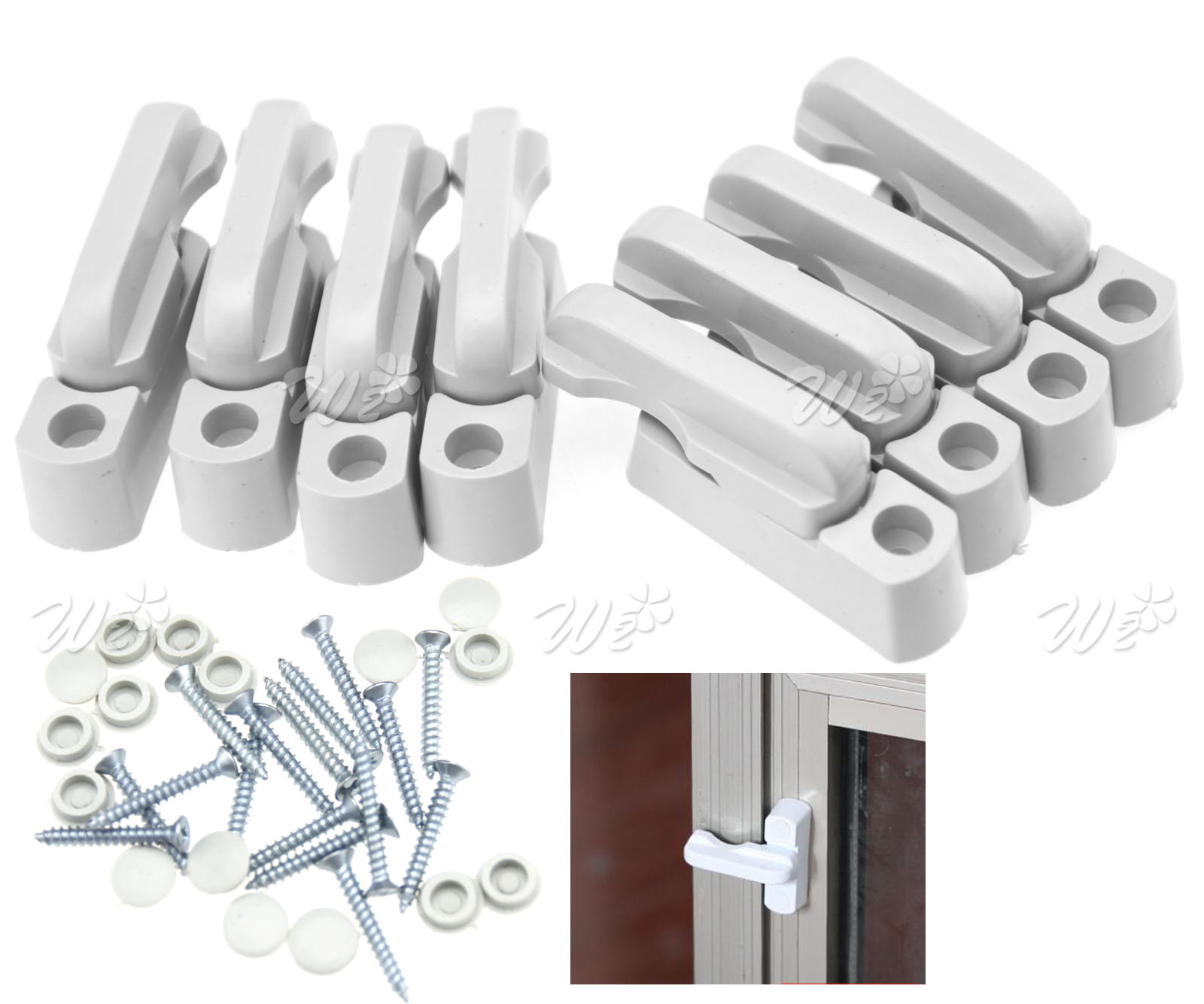 8 x UPVC Window Safety Locks Door Sash Jammer Security Restrictor Lock