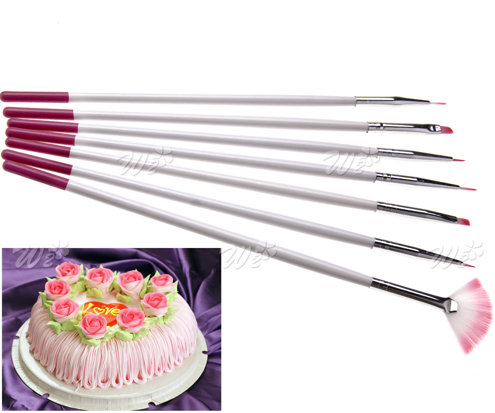 7pcs Painting Sugarcraft Dusting Tool Fine Flat Pointed Artist Cake Brush Kit eBay