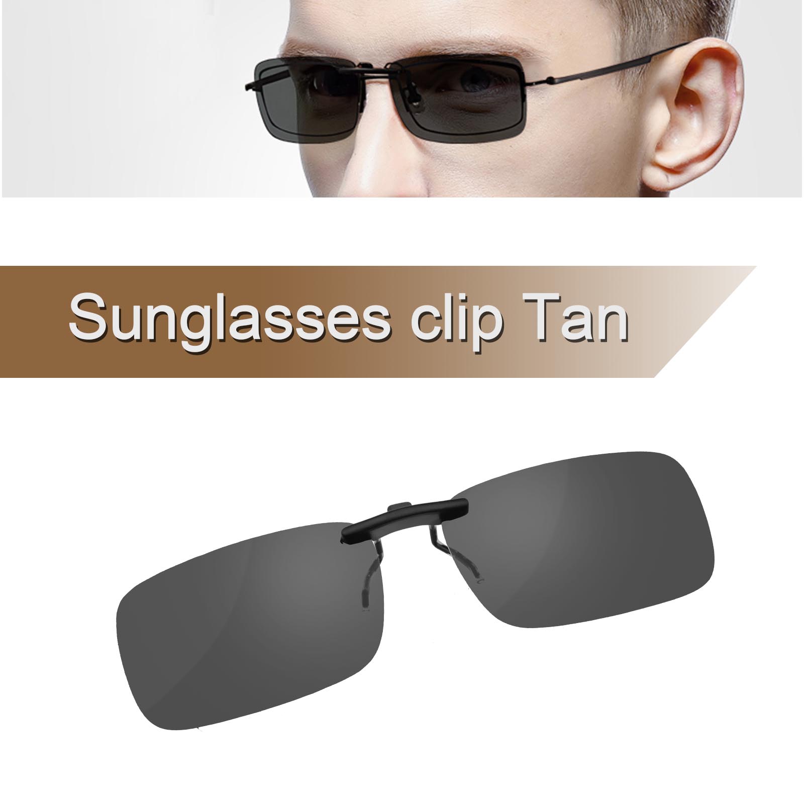 Frameless Driving Polarized Clipon Glasses UV400 Lens Sunglasses Dark