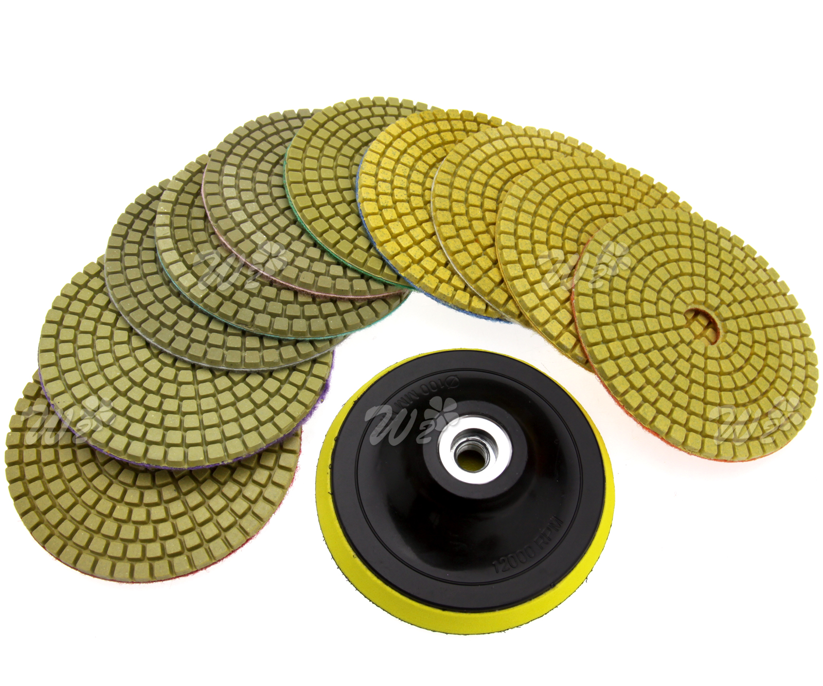 11pcs Diamond Polishing Pads 4" Grinding Disc For Granite Marble