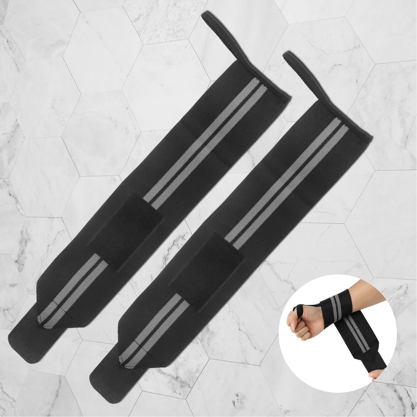 PAIR OF THUMB Loop Lifting Wrist Wraps Straps for Weight Lifting Black&Grey £6.80 PicClick UK