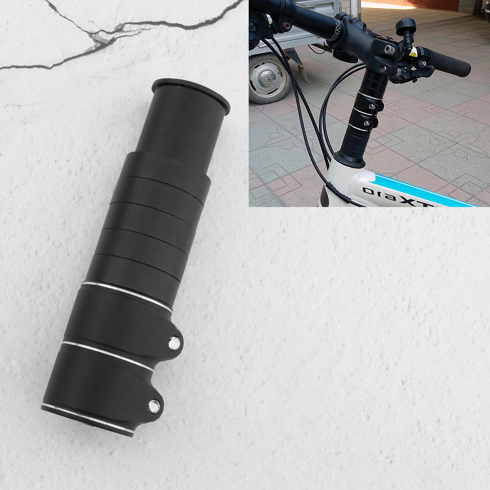 Mountain Bike Handlebar Front Fork Stem Riser Extension Scooter Adapter Black